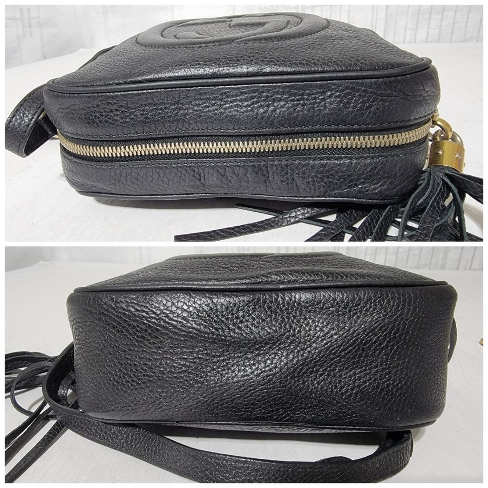 Gucci Authentic GUCCI Pebbled Calfskin Small Soho Disco Bag Black Size ONE SIZE - 9 Thumbnail