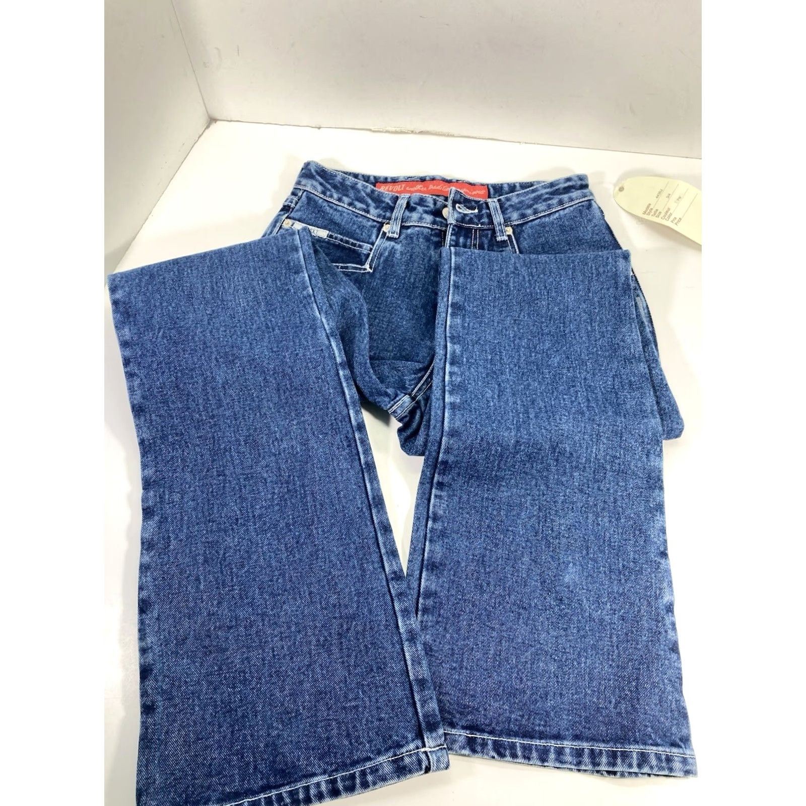 Denime VINTAGE Revolt Fit Flair Jeans Women 26X30 Blue Denim Bootcut 100% Cotton NOS NWT Size 26" / US 2 / IT 38 - 7 Thumbnail
