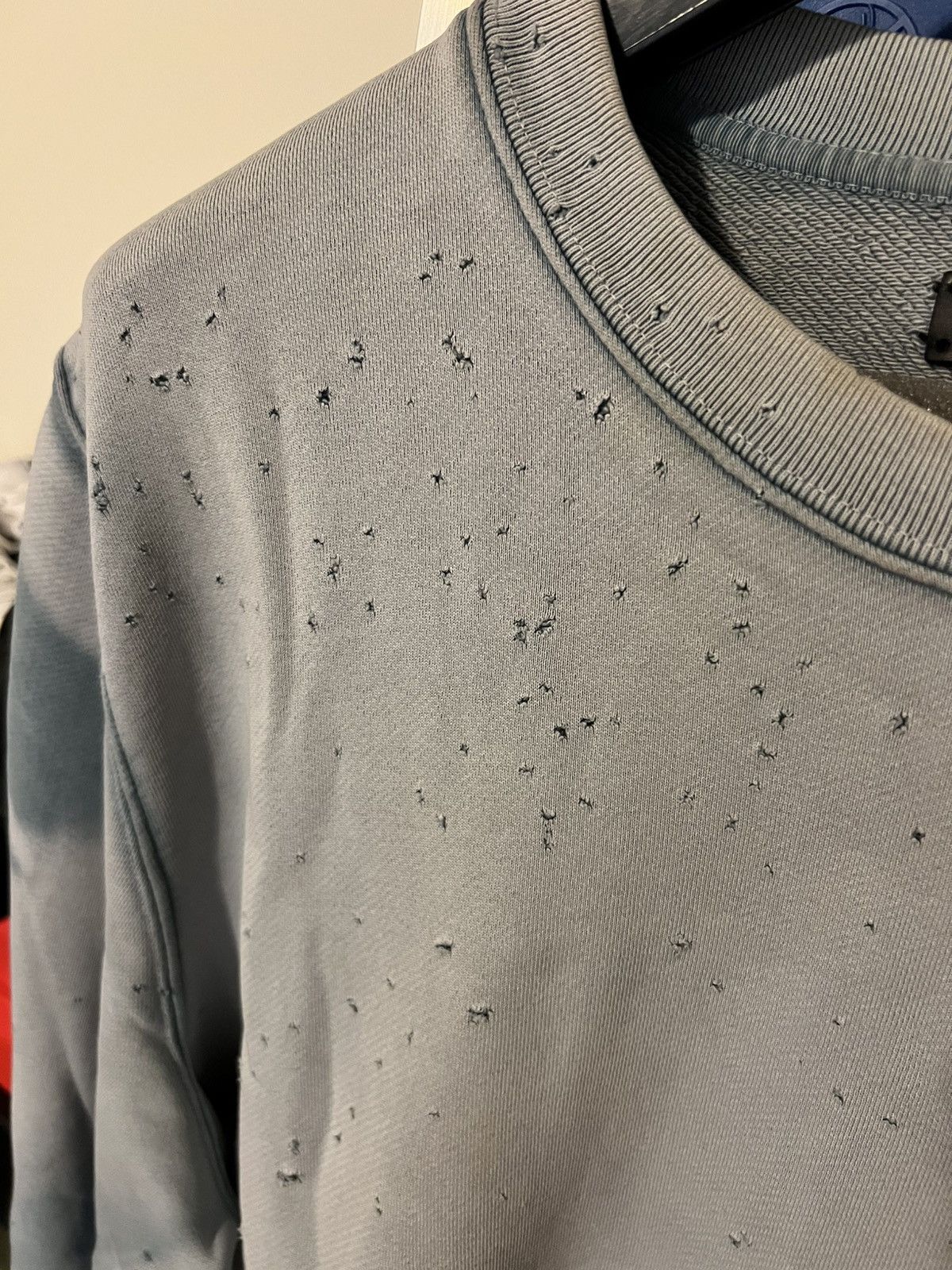 Amiri NWOT Amiri Washed Shotgun Crew Sweater Light Blue 2XL Size US XXL / EU 58 / 5 - 3 Thumbnail