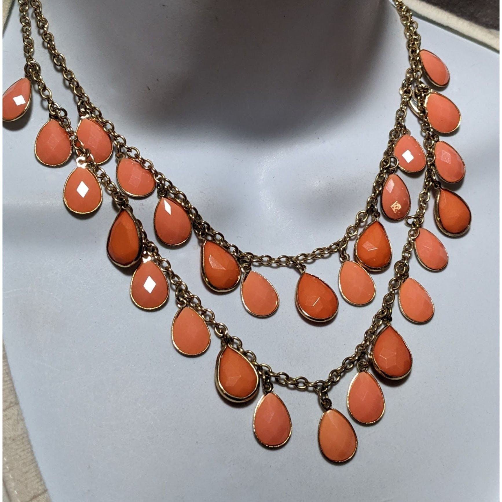 Other Orange And Gold Multilayer Teardrop Fringe Necklace Size ONE SIZE - 6 Thumbnail