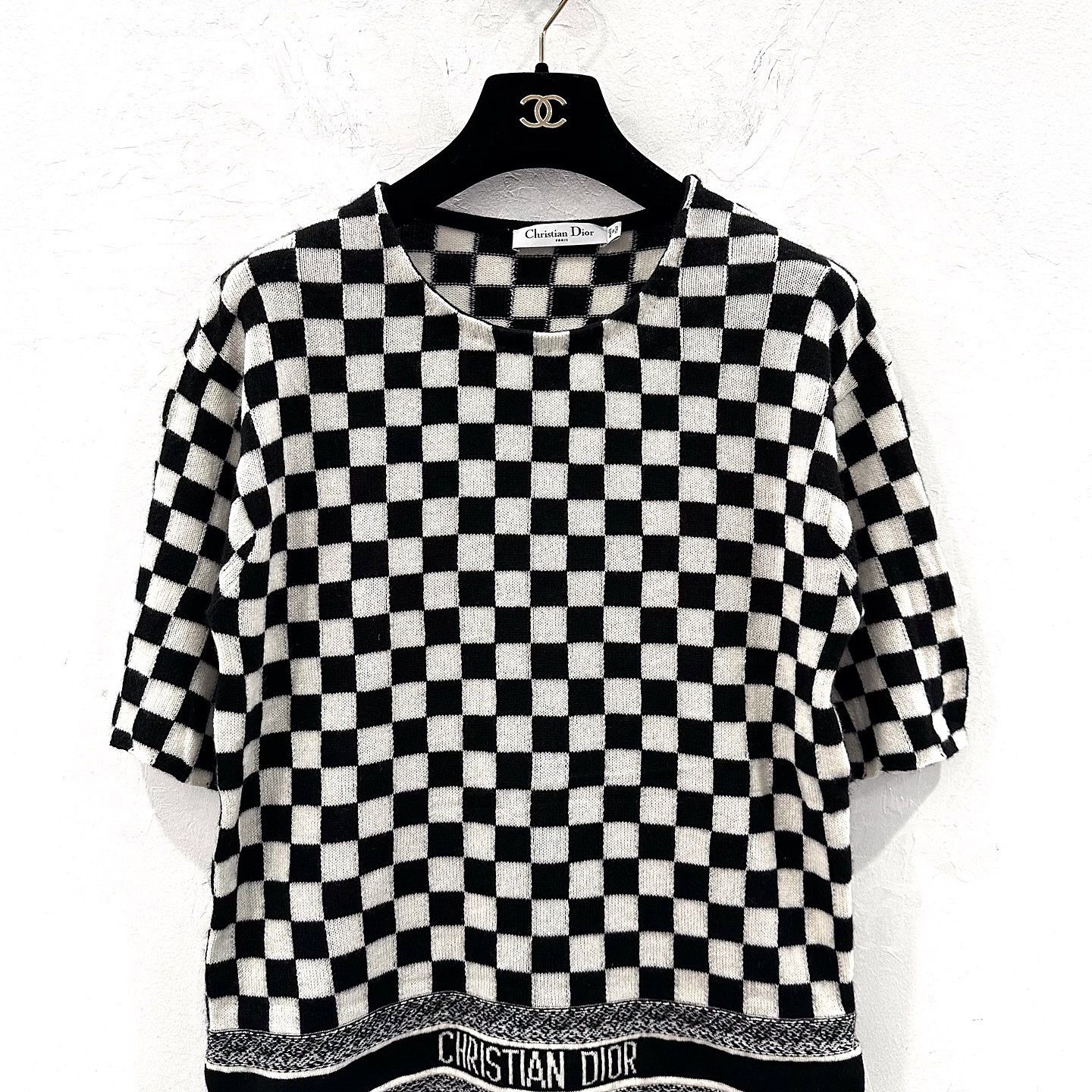 Dior Dior Checkerboard Cashmere Short Sleeve Knit Top Size 40 Size M / US 6-8 / IT 42-44 - 1 Thumbnail