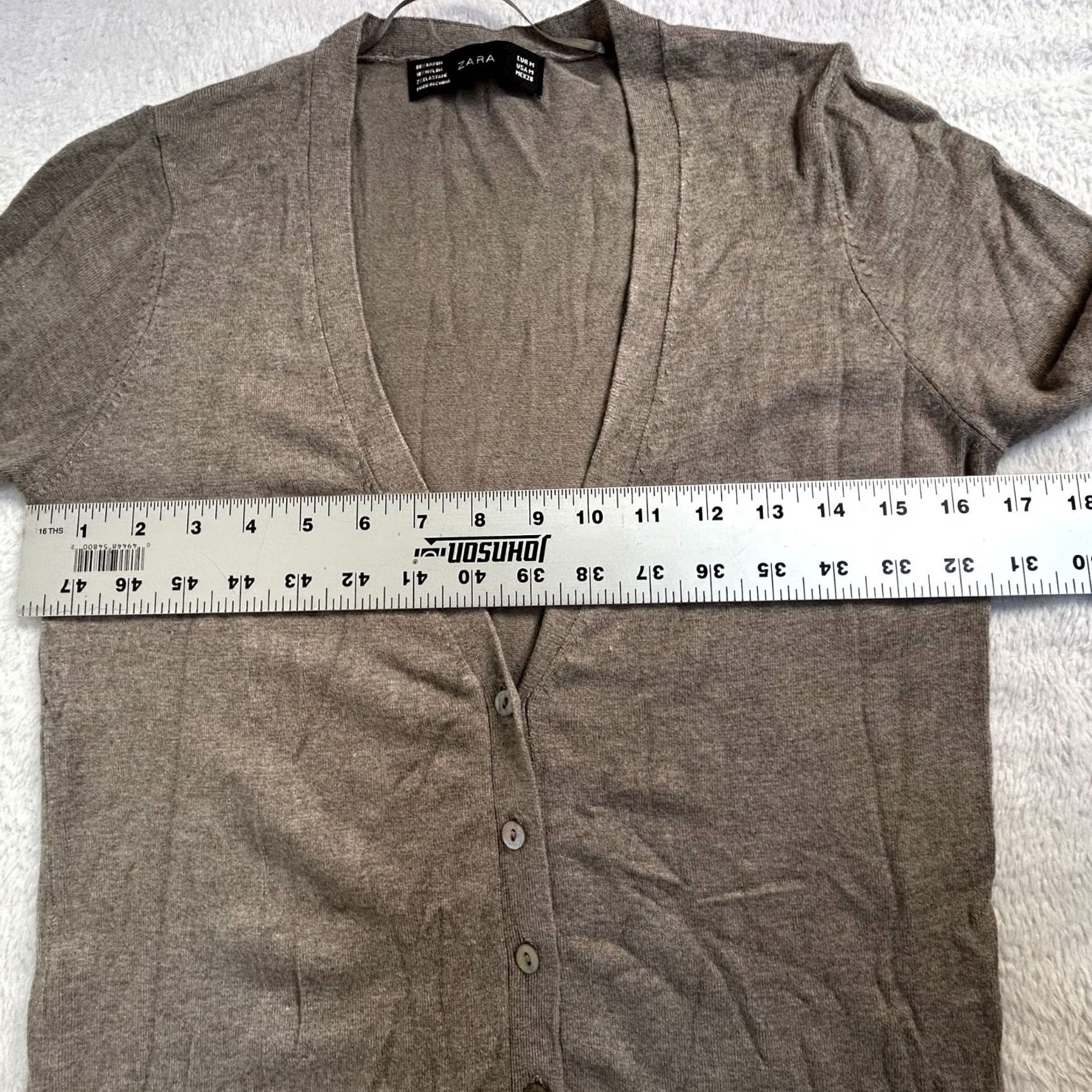Zara Zara Women Long Taupe Button-Down V-Neck Cardigan Sweater Medium Pockets Casual Size M / US 6-8 / IT 42-44 - 5 Thumbnail