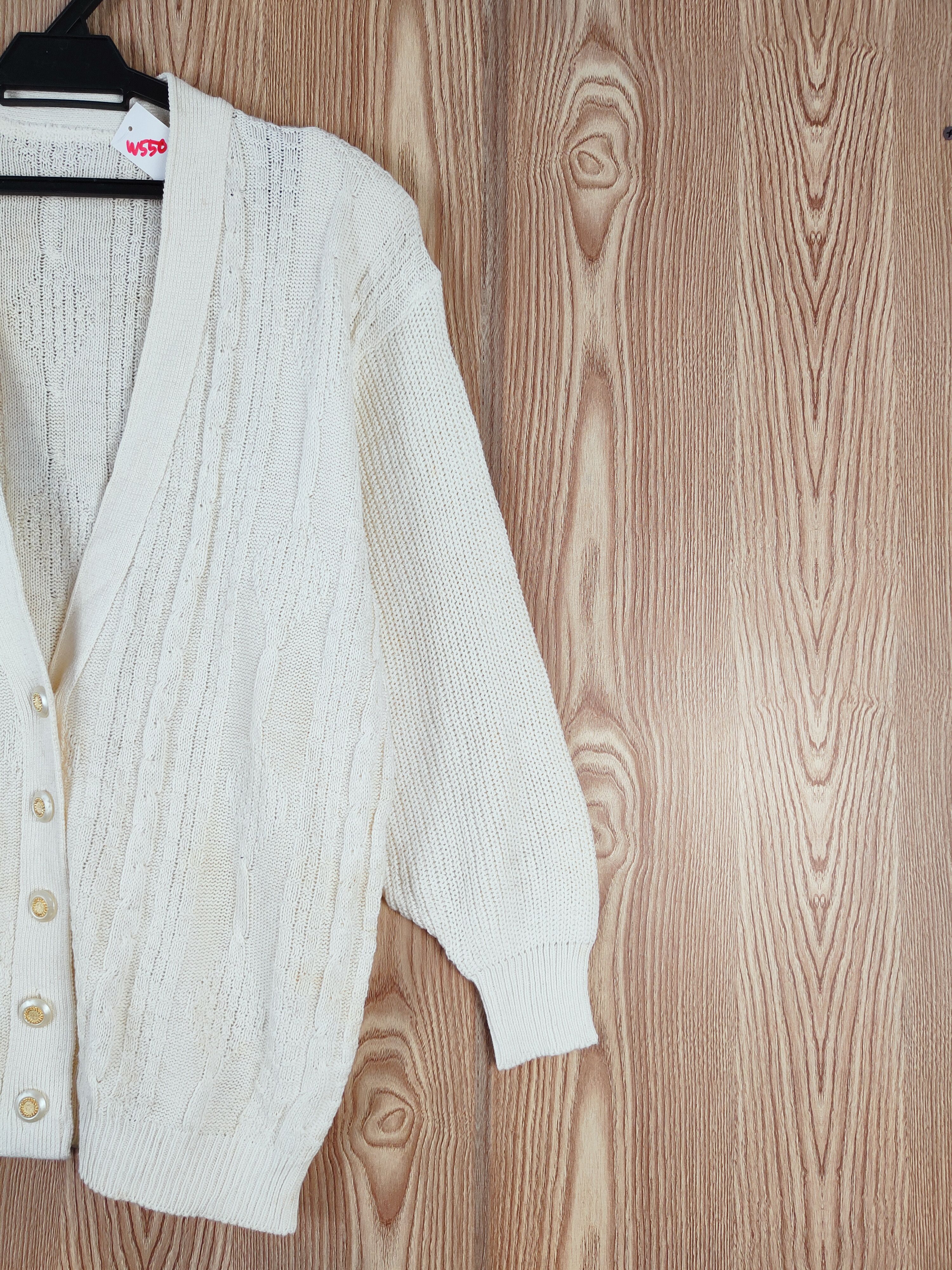 Aran Isles Knitwear × Japanese Brand Japanese Brand Cream Knitwear Cardigan vintage #W 550 Size L / US 10 / IT 46 - 5 Thumbnail