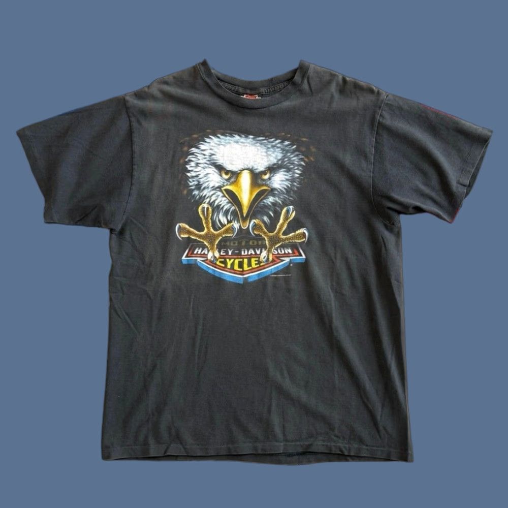 Harley Davidson VINTAGE Harley Davidson T-Shirt Harley Davidson Singapore Attack Eagle XL Black Short Sleeve 90s Biker Motorcycle Women's Men Size US XL / EU 56 / 4 - 1 Thumbnail