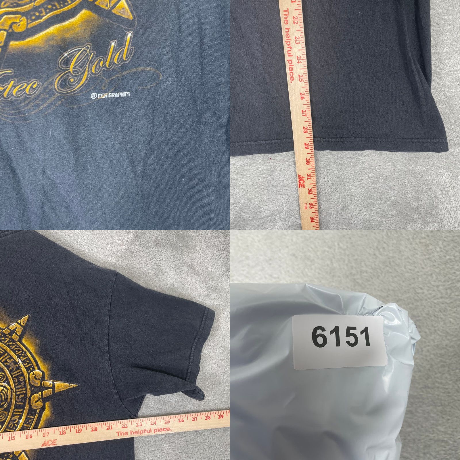 Logo 7 Aztec Gold Shirt Mens XL Black Vintage Style Skull Sun Logo Gothic Tribal Classic Shirt Short Sleeve Crew Neck Logo Cotton Graphic Print Size US XL / EU 56 / 4 - 8 Thumbnail