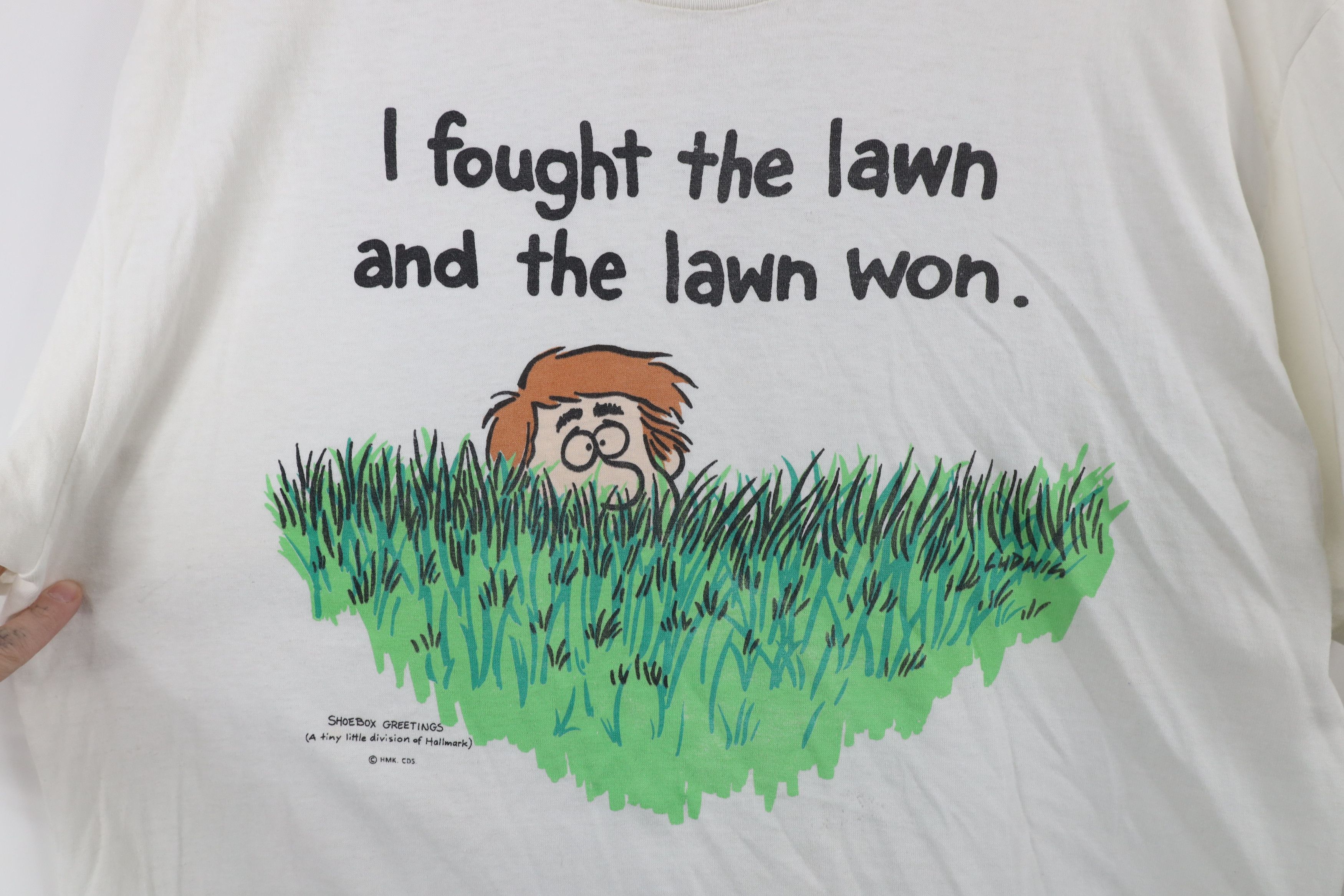 Vintage Vintage 80s I Fought The Lawn and the Lawn Won T-Shirt USA Size US XL / EU 56 / 4 - 4 Thumbnail