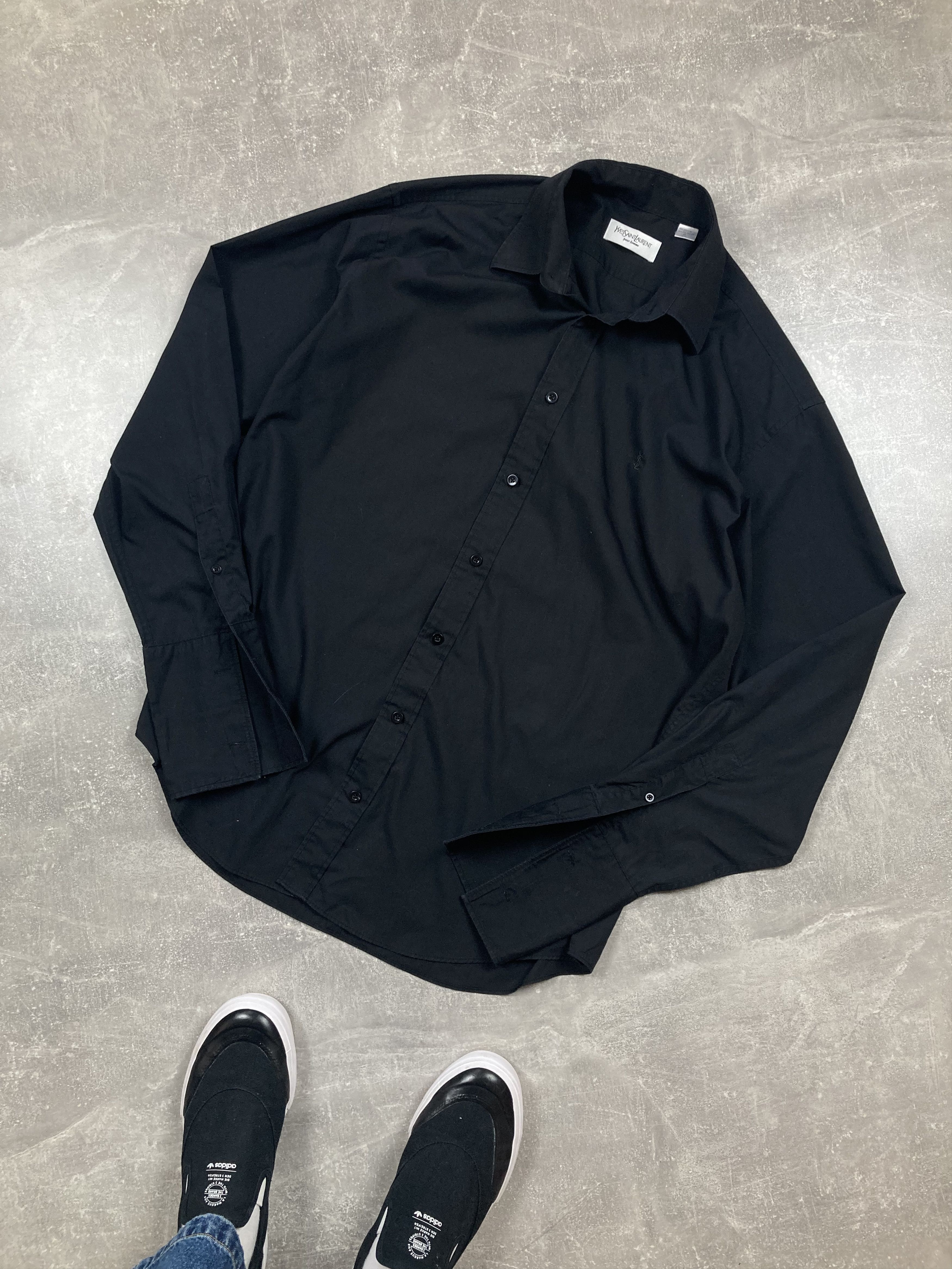 Yves Saint Laurent Yves Saint Laurent black french caffs shirt ysl logo Size US XL / EU 56 / 4 - 1 Thumbnail