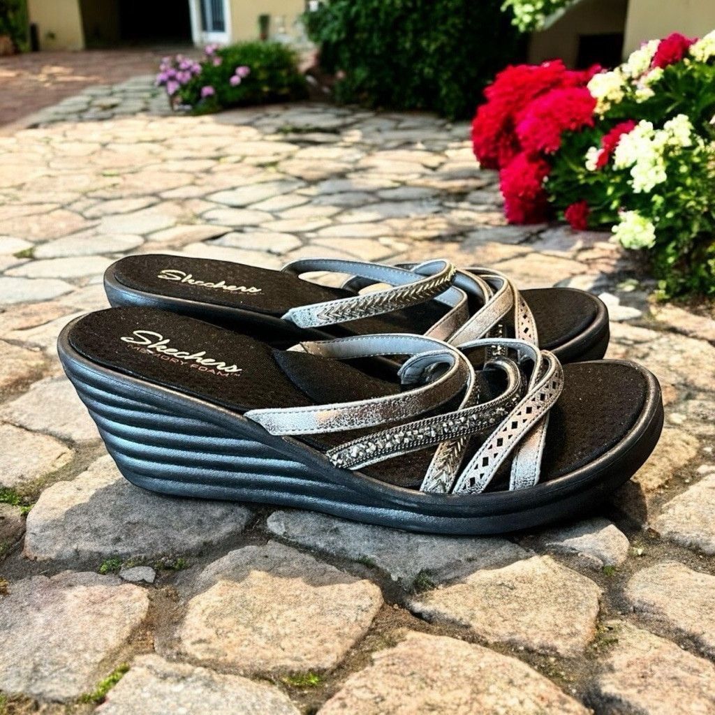 SKECHERS Skechers Cali Memory Foam Strappy Wedge Sandals Sz 9 Size US 9 / IT 39 - 1 Thumbnail
