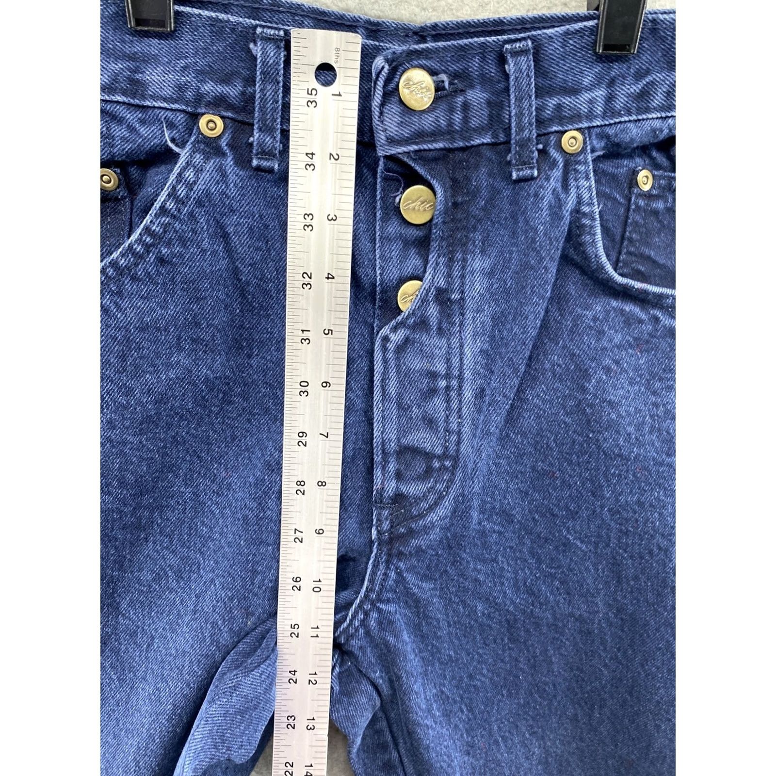 Vintage VINTAGE CHIC Jeans Women’s Button Fly Dark Wash High Rise 100% Cotton USA Made Size 9, 5-Pocket, Tapered Size 30" / US 8 / IT 44 - 6 Thumbnail