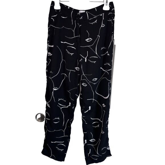 PRINCESS POLLY Princess Polly Women 4 Pants Hi Rise Black Faces Straight Size 27" / US 4 / IT 40 - 1 Thumbnail