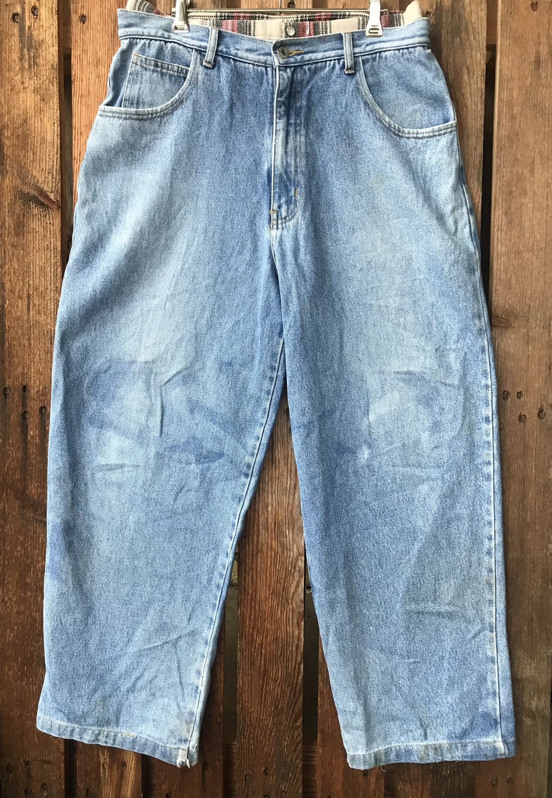 90s Guess By Georges Marciano Plaid Waist Skate Baggy Denim