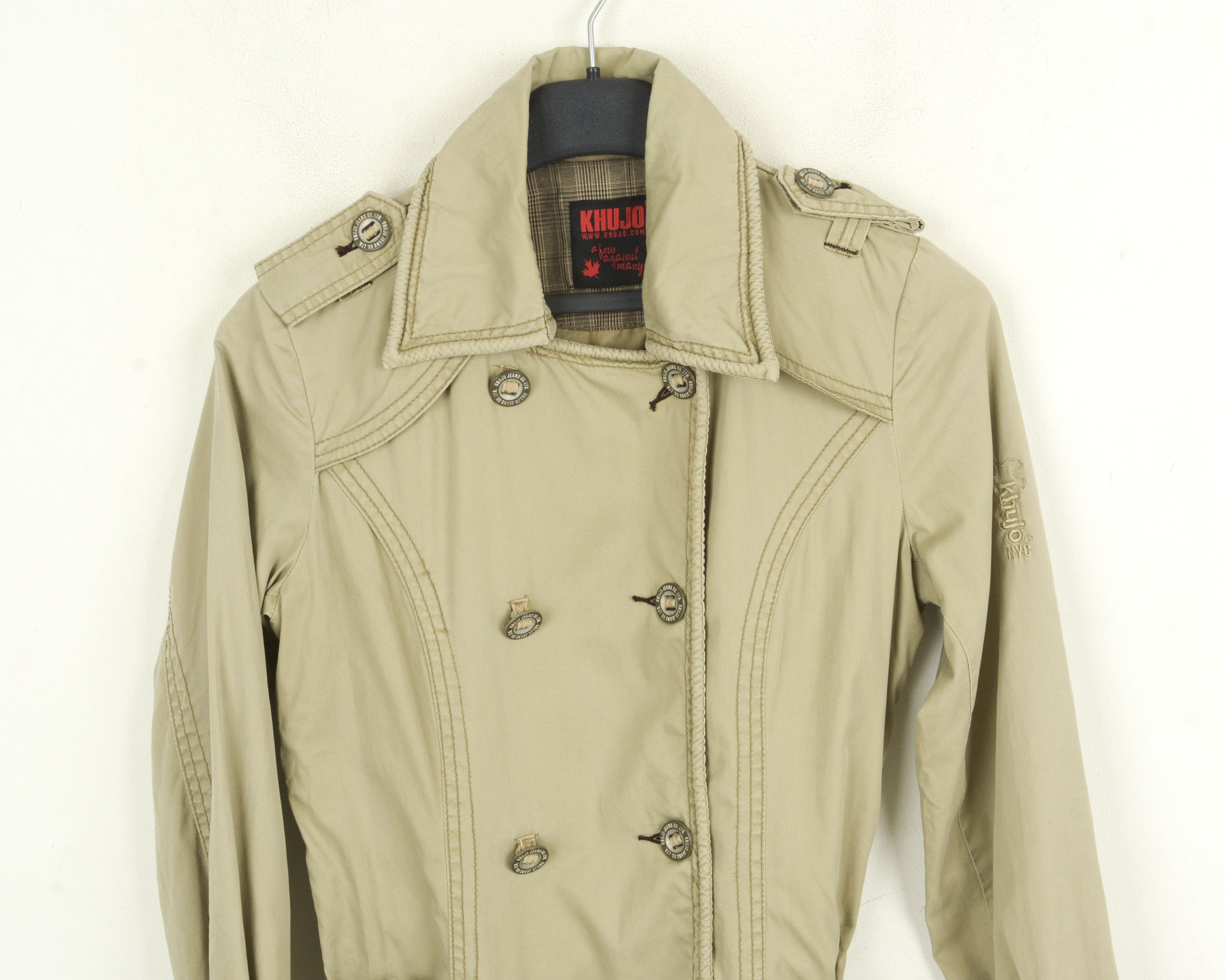 khujo Womens S Jacket Overcoat Beige Outdoors Plain Belted Cotton Size S / US 4 / IT 40 - 3 Thumbnail