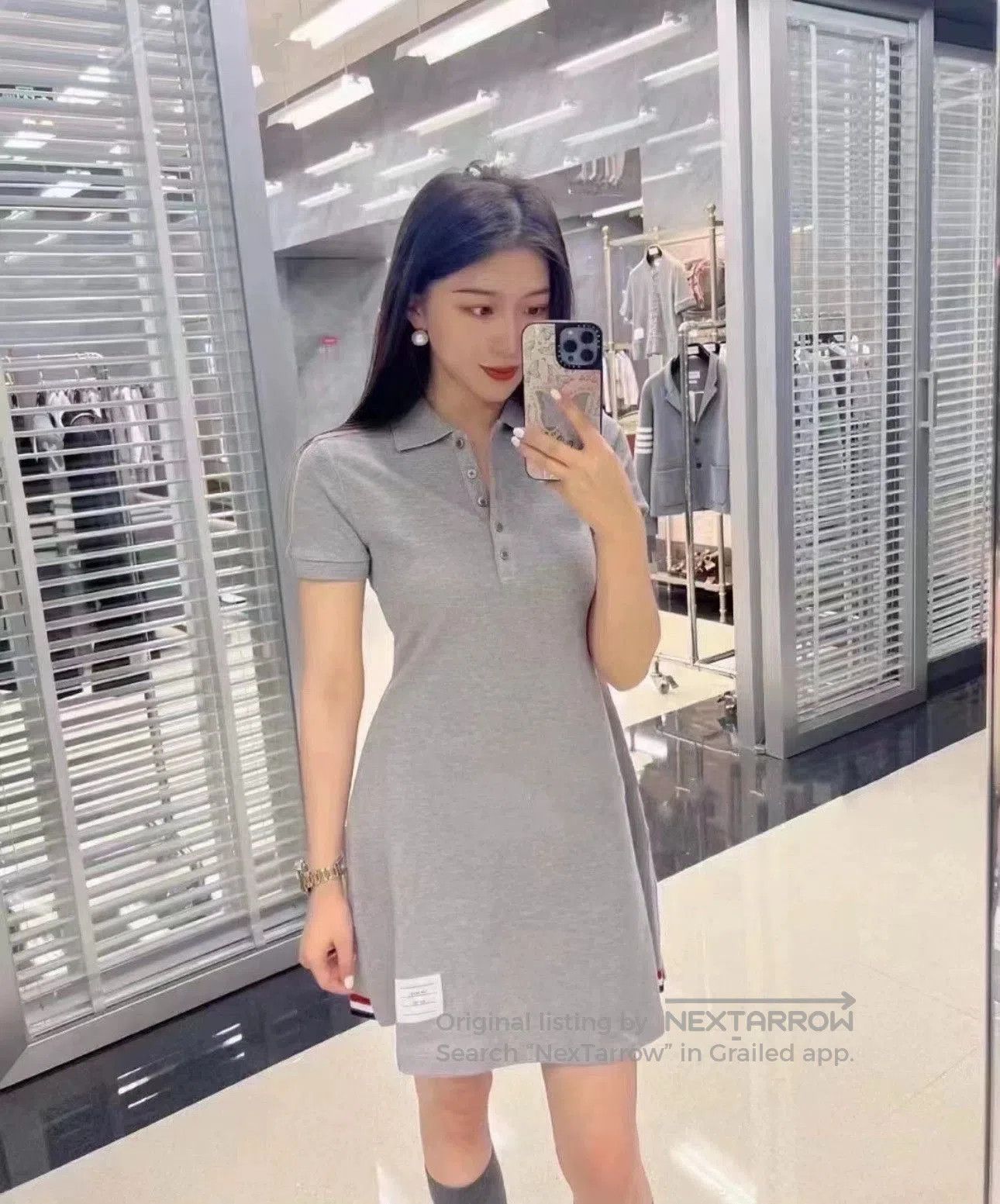 Thom Browne thom browne gray polo dress with stripes. Size M / US 6-8 / IT 42-44 - 9 Thumbnail