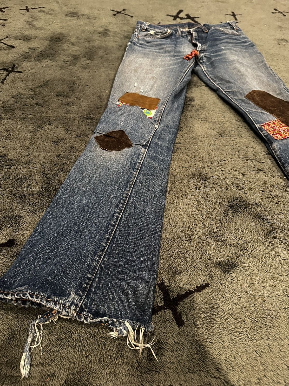 Levi's × Vintage Vintage 70’s Patchwork Big E Flared Orange Tab Levis Size US 29 - 17 Thumbnail