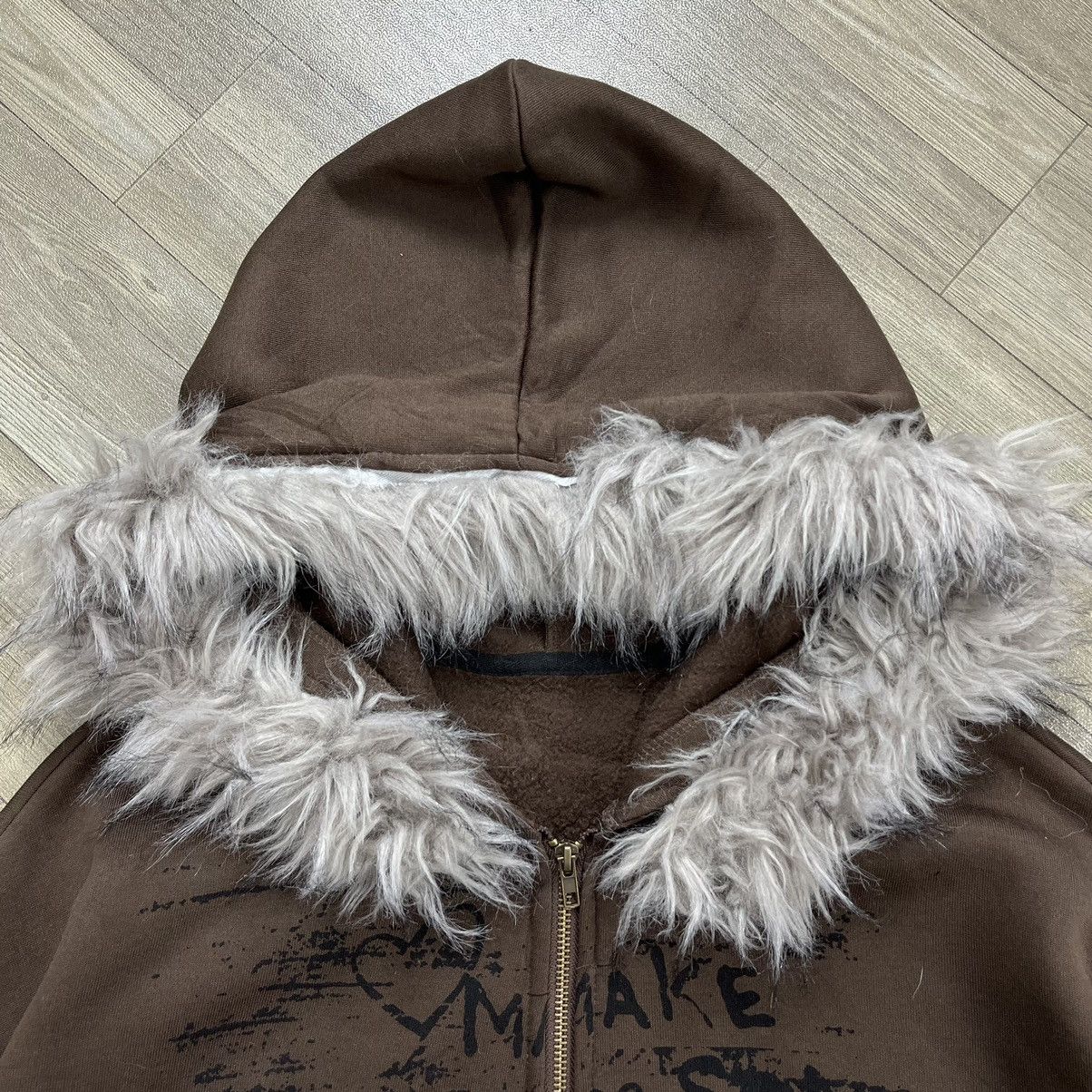 If Six Was Nine 2000s Shein Skulls Poem Fur Zip Hoodie I6was9 Lgb Style Size US M / EU 48-50 / 2 - 6 Thumbnail