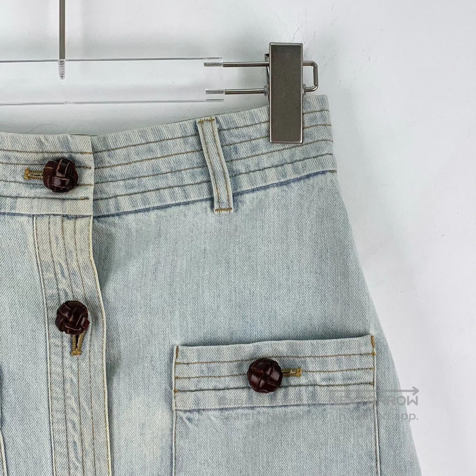 Miu Miu Miu Miu Light Blue Denim Midi Skirt. Size 37" - 3 Thumbnail