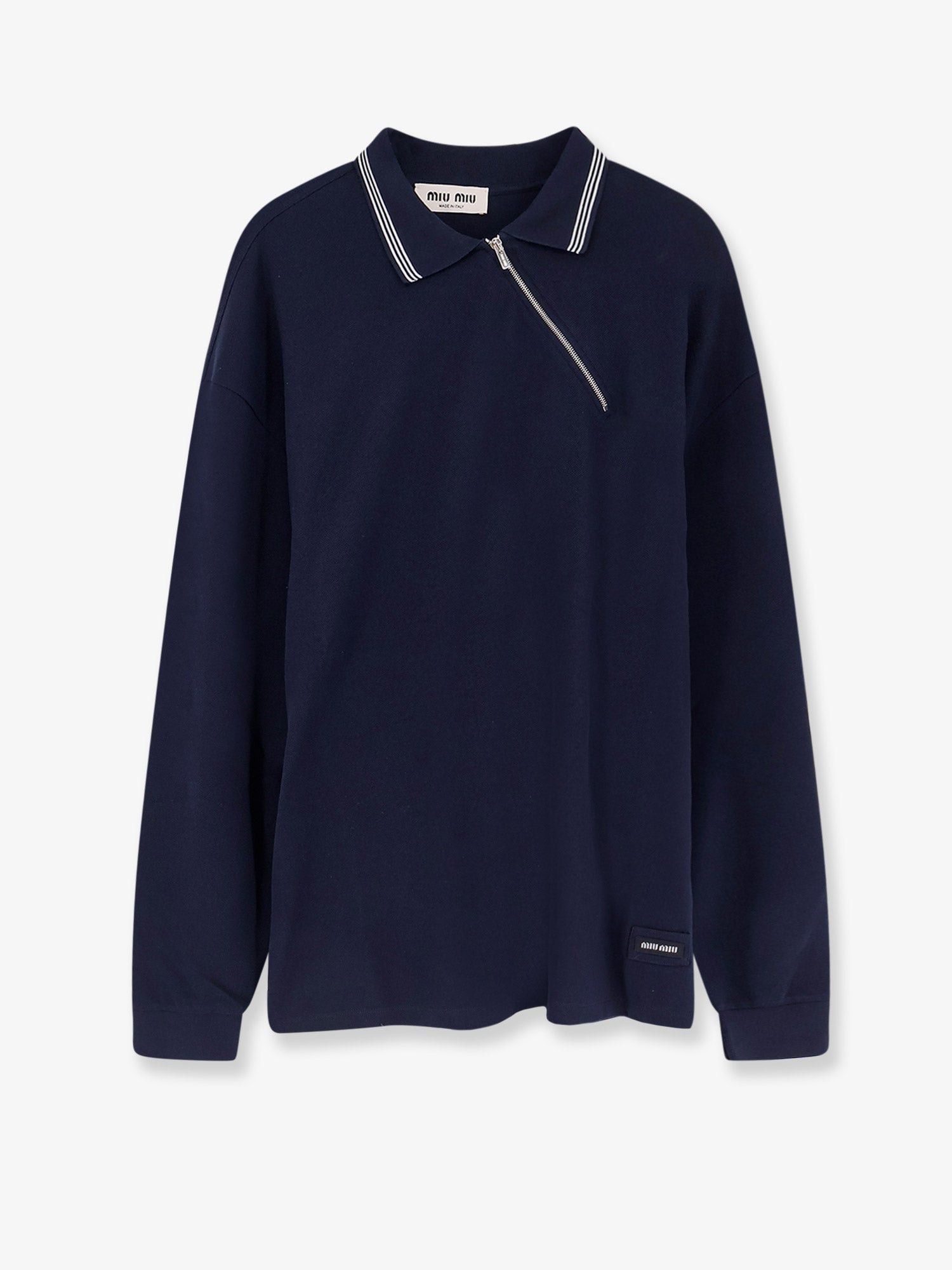 Miu Miu Cotton polo shirt with asymmetric metal zip detail M - USA Tariffs Included Size M / US 6-8 / IT 42-44 - 1 Thumbnail