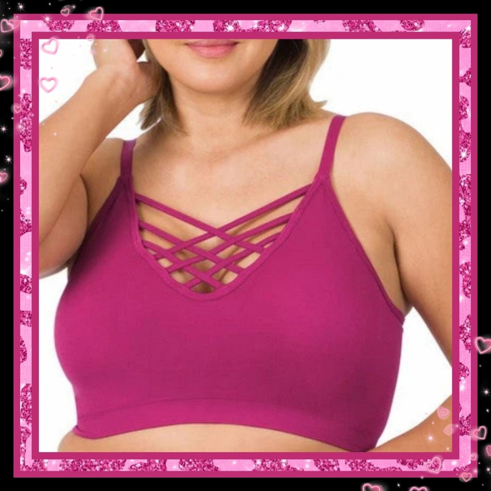 Other CURVYSENSE ☆ MAGENTA ☆ STRAPPY CAGE BRALETTE ☆ 2x/3x ☆ NWT Size ONE SIZE - 1 Thumbnail