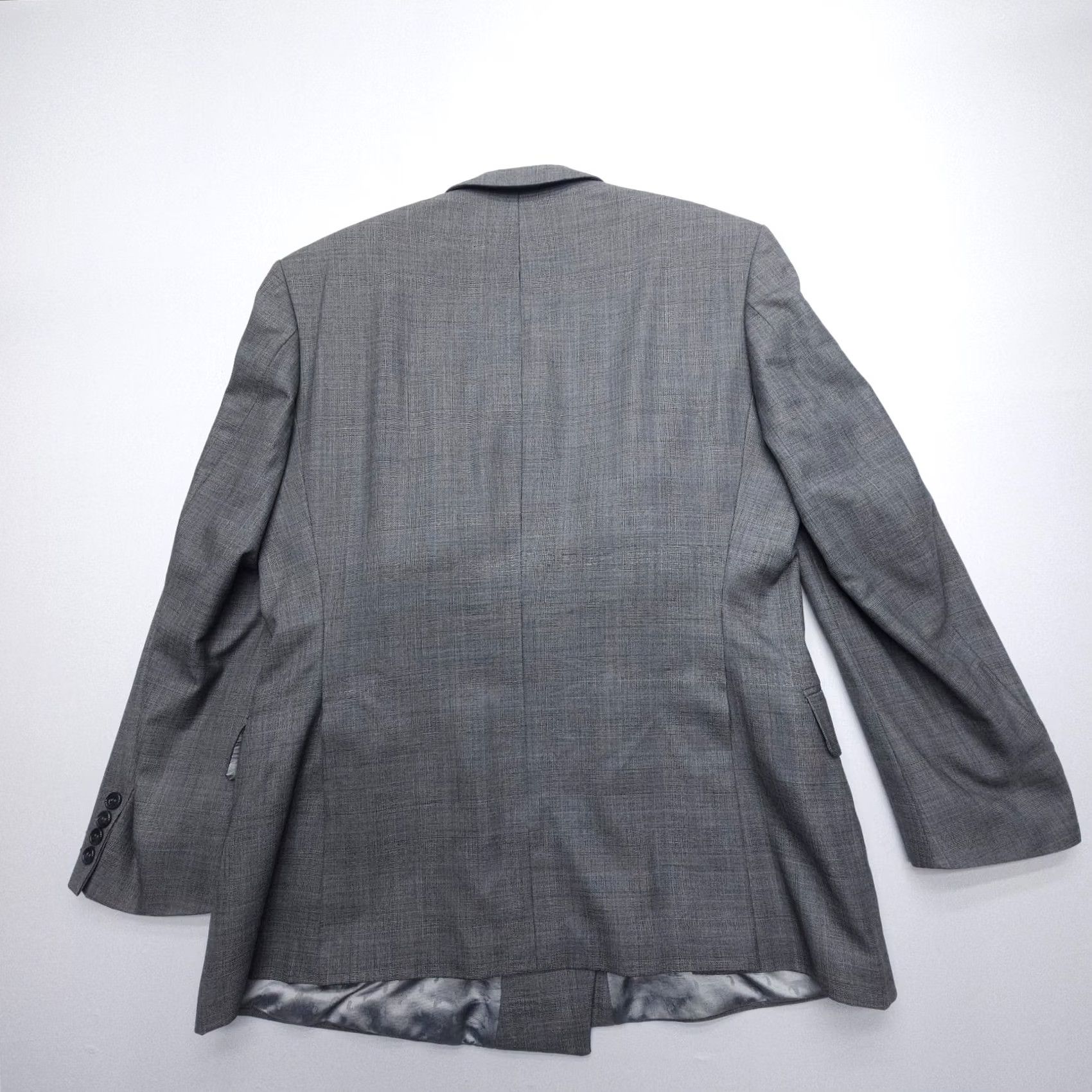Doublet VINTAGE Savile Row Double-Breasted Wool Blazer Mens 44 Gray England Jacket Coat Check Wool Blazer Men 44" Chest Classic Notch Lapel Four-Button Size 44R - 2 Thumbnail
