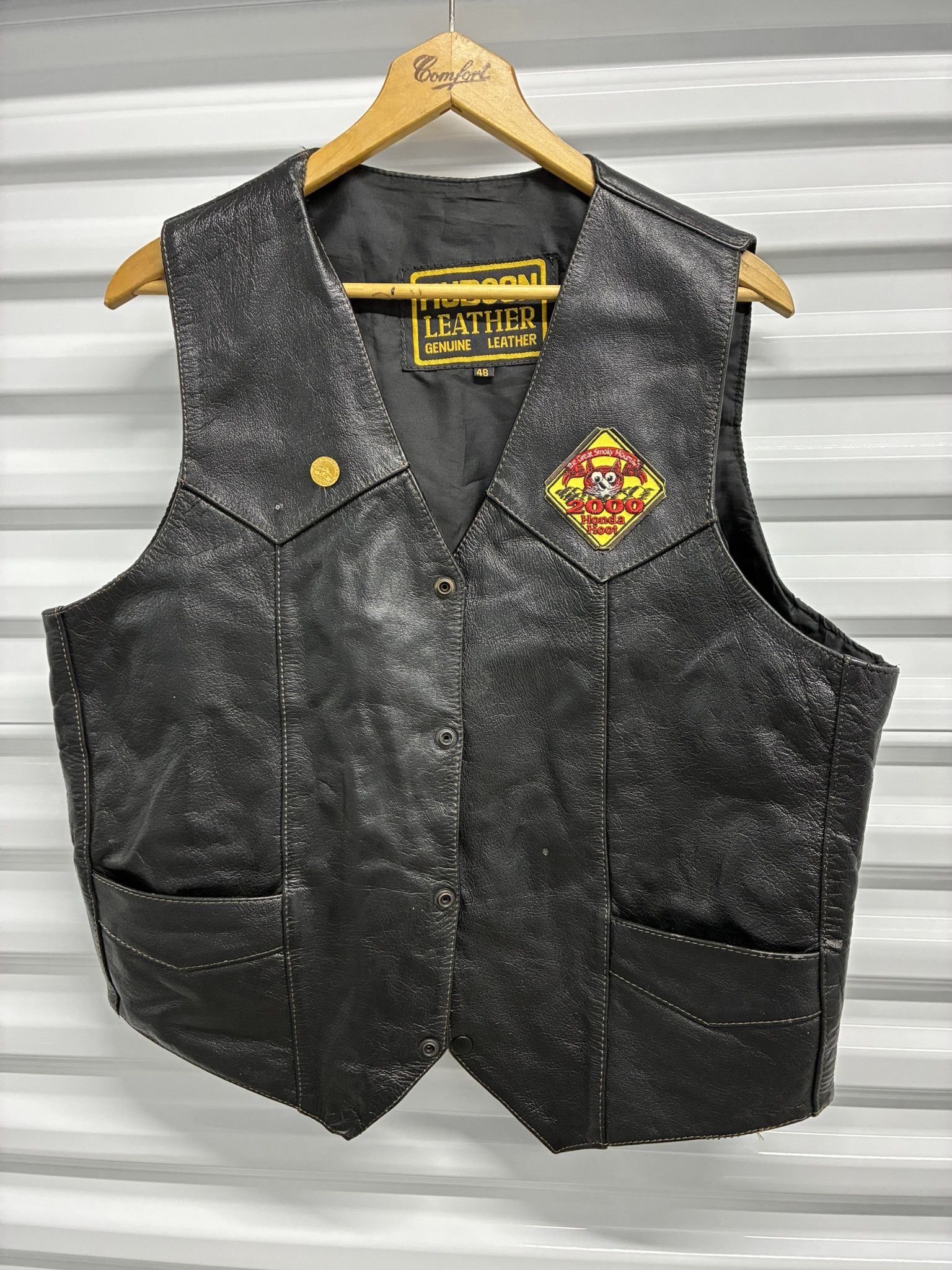 Other Hudson Black Genuine Leather Biker Vest Size 48 Snap Size US XL / EU 56 / 4 - 1 Thumbnail
