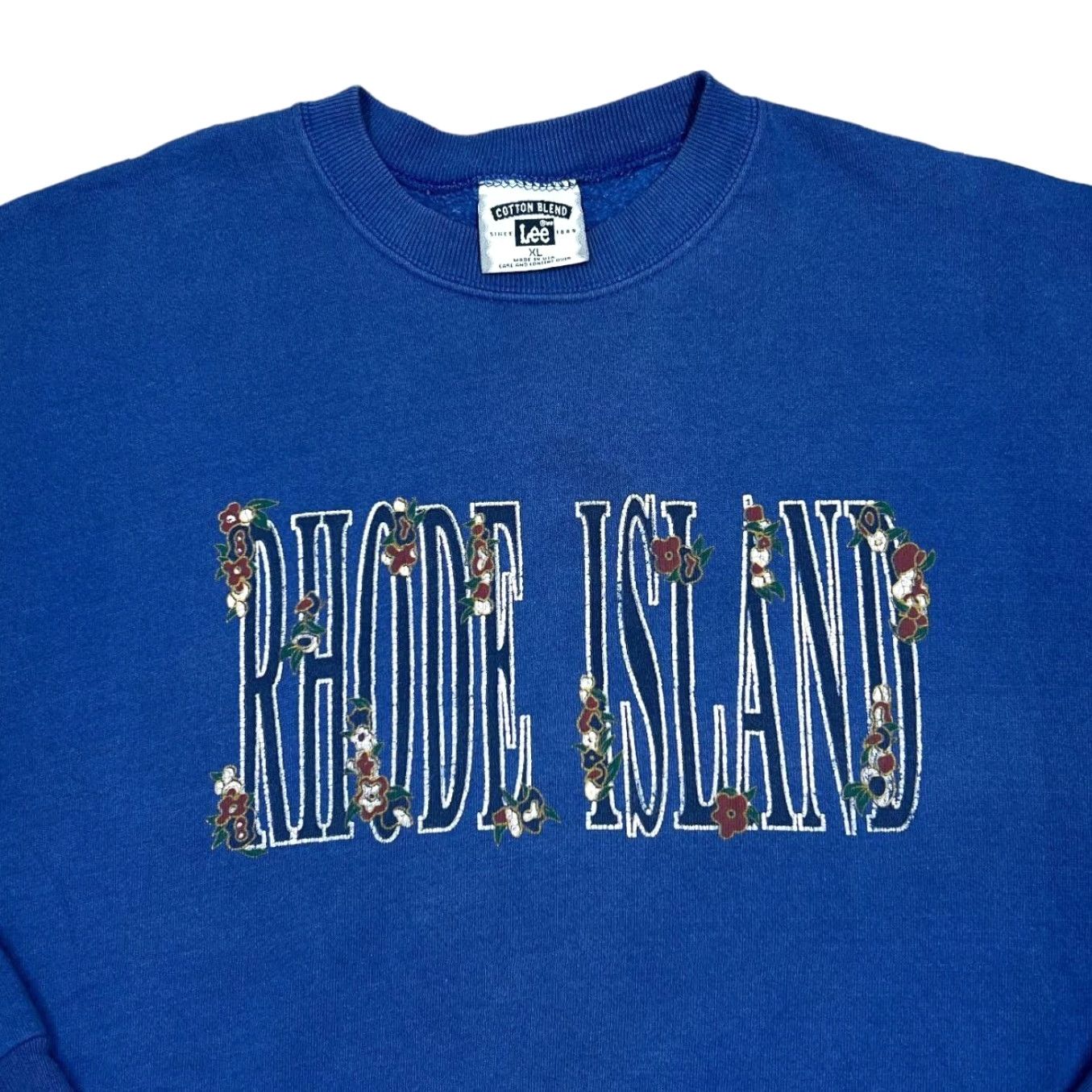 Lee VINTAGE Lee Sweatshirt RHODE ISLAND Souvenir Spellout Graphic Crewneck XL Blue Mens 90s USA Size US XL / EU 56 / 4 - 2 Thumbnail