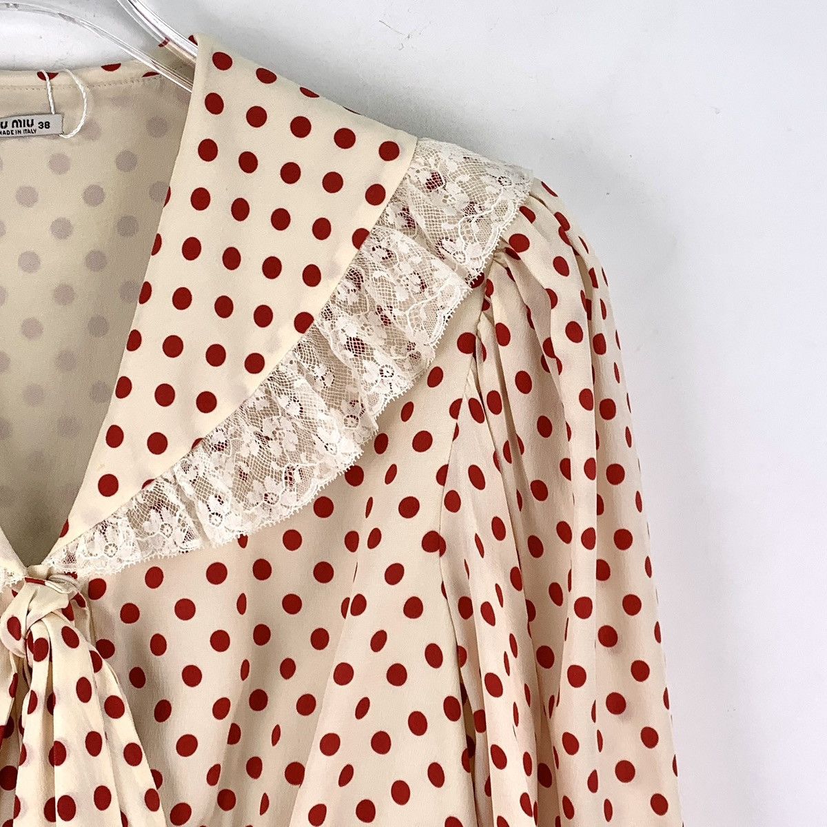 Miu Miu Miu Miu Polka Dot Silk Short Sleeve Dress K26WX Size M / US 6-8 / IT 42-44 - 3 Thumbnail