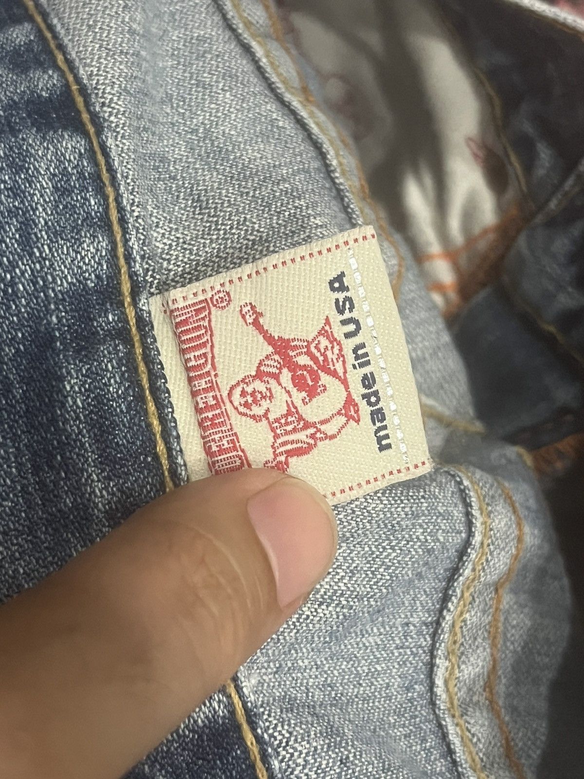 True Religion True Religion Joey Brown Leather Flap Pocket Flare Blue Jean Size US 28 / EU 44 - 17 Thumbnail