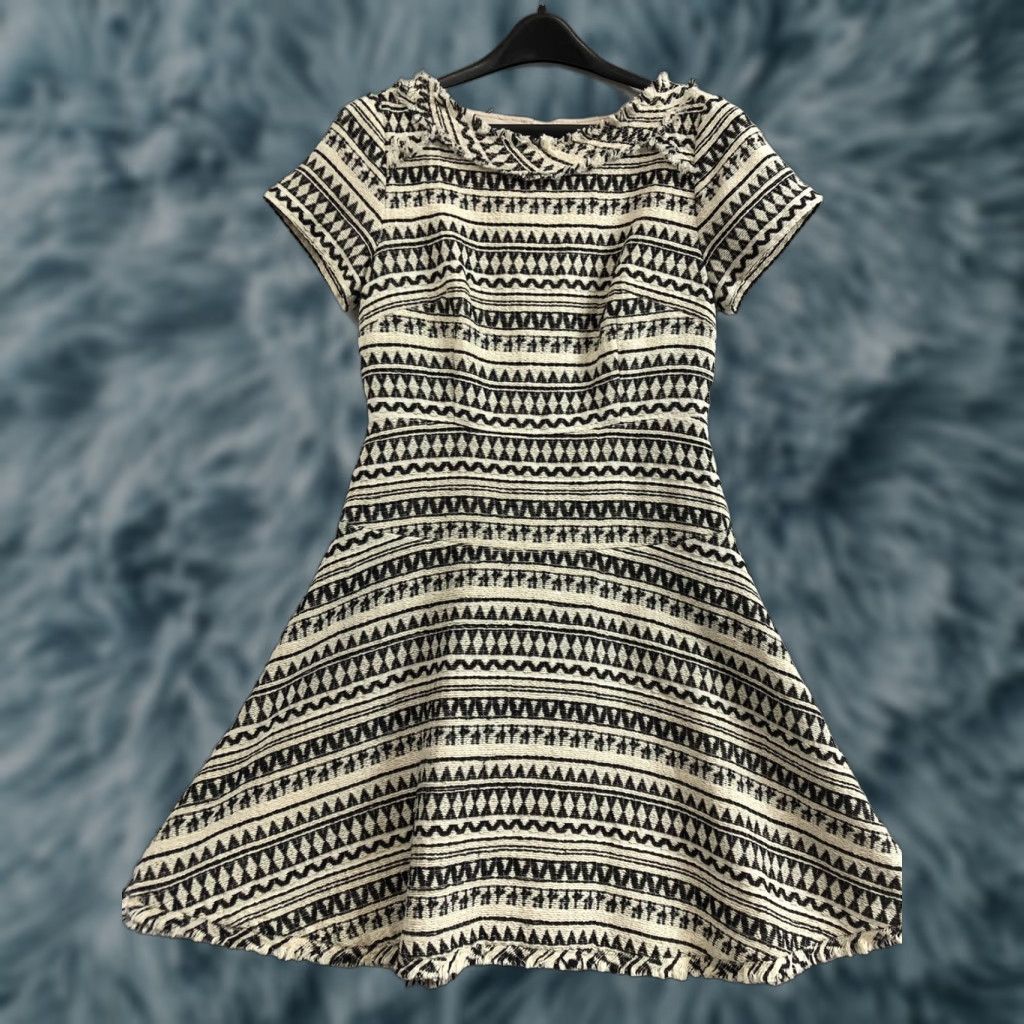Banana Republic Banana Republic Dress Tan Black Women Size 4 Lined Midi Slip Dress Polyester 32% Polyester 58% Cotton Women’s Regular Size S / US 4 / IT 40 - 1 Thumbnail