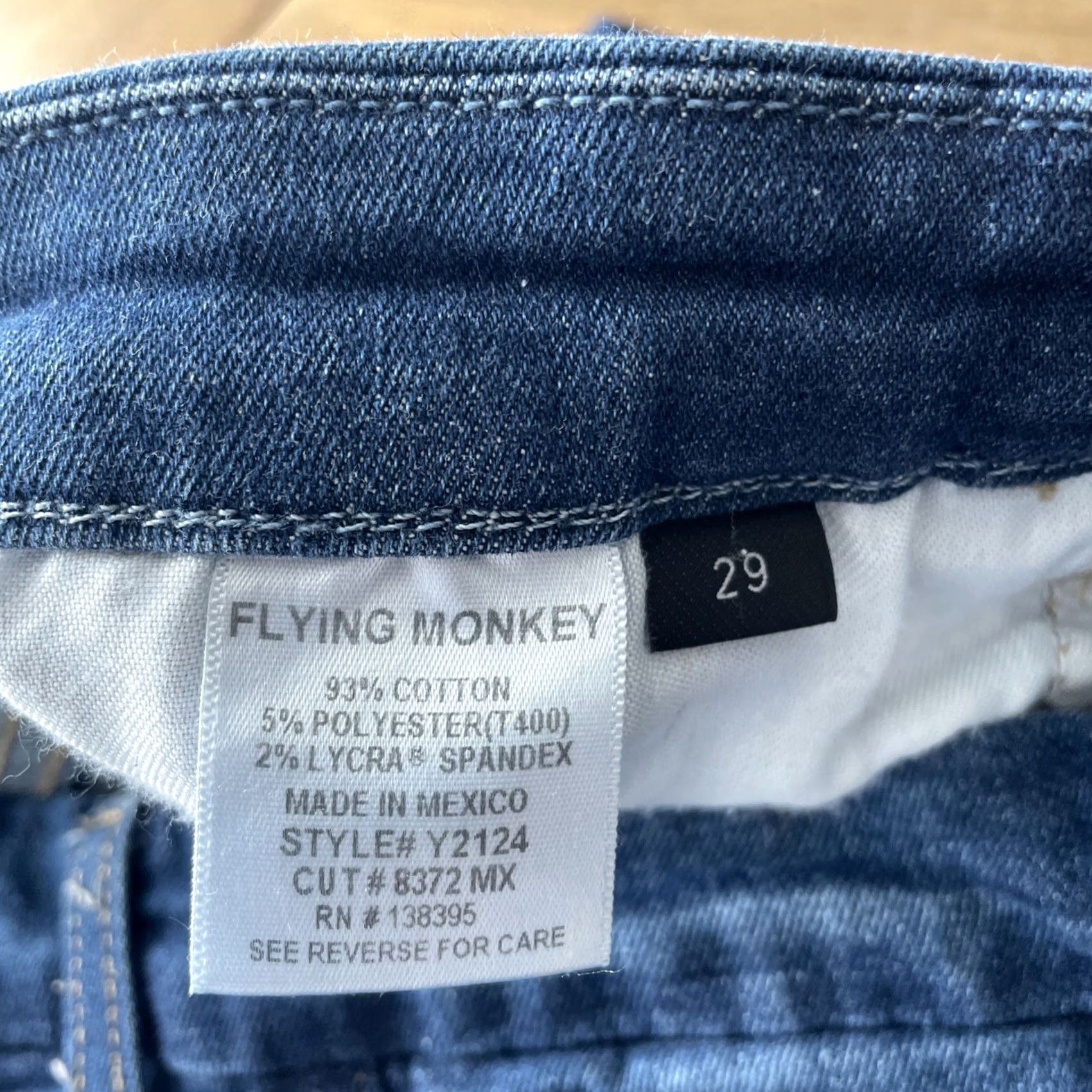 Vintage Flying Monkey Jeans Womens Skinny 29x26 Dark Wash Denim Stretch 5-Pocket City USA Blue Womens Jeans Clothing Size 29" - 6 Thumbnail