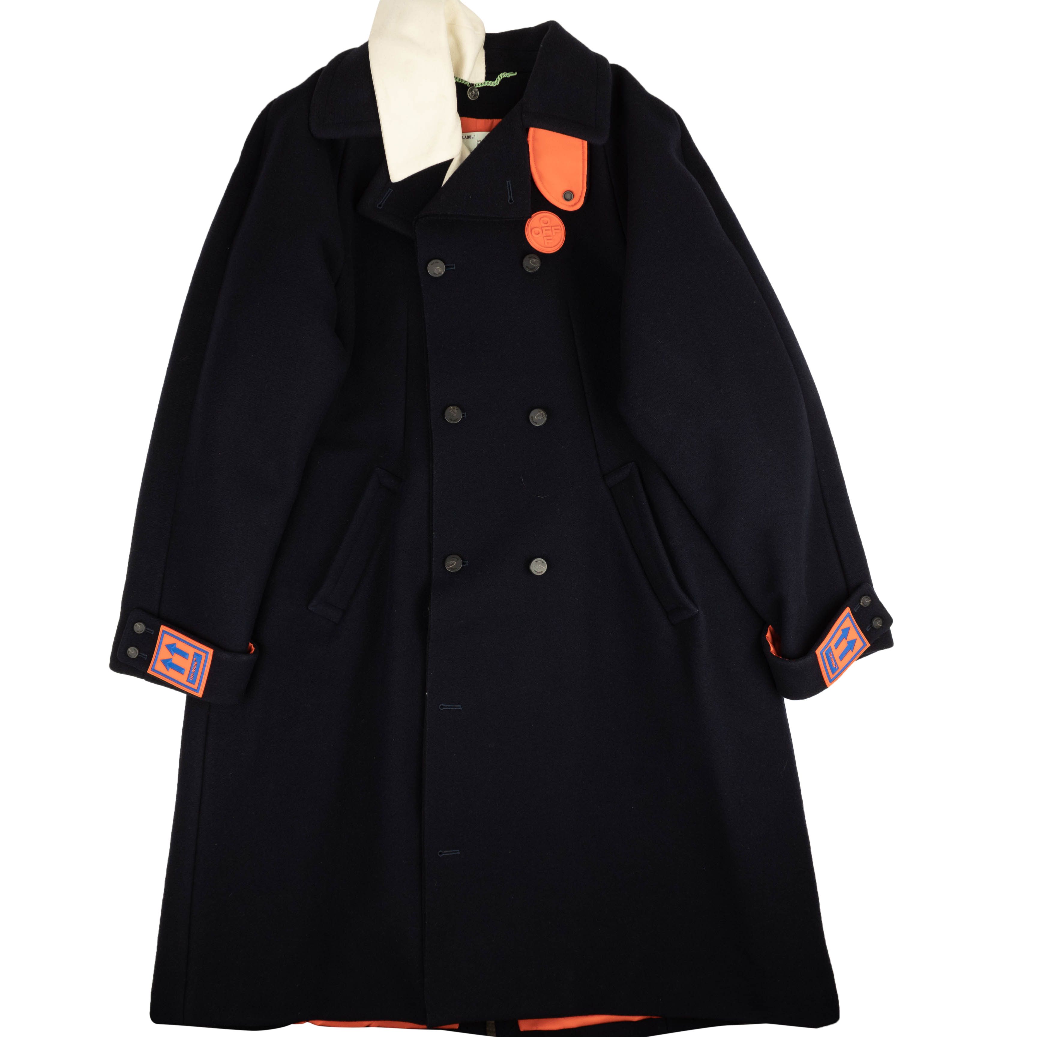 image of Off White Black Double Breasted Wool Coat Size M, Men's