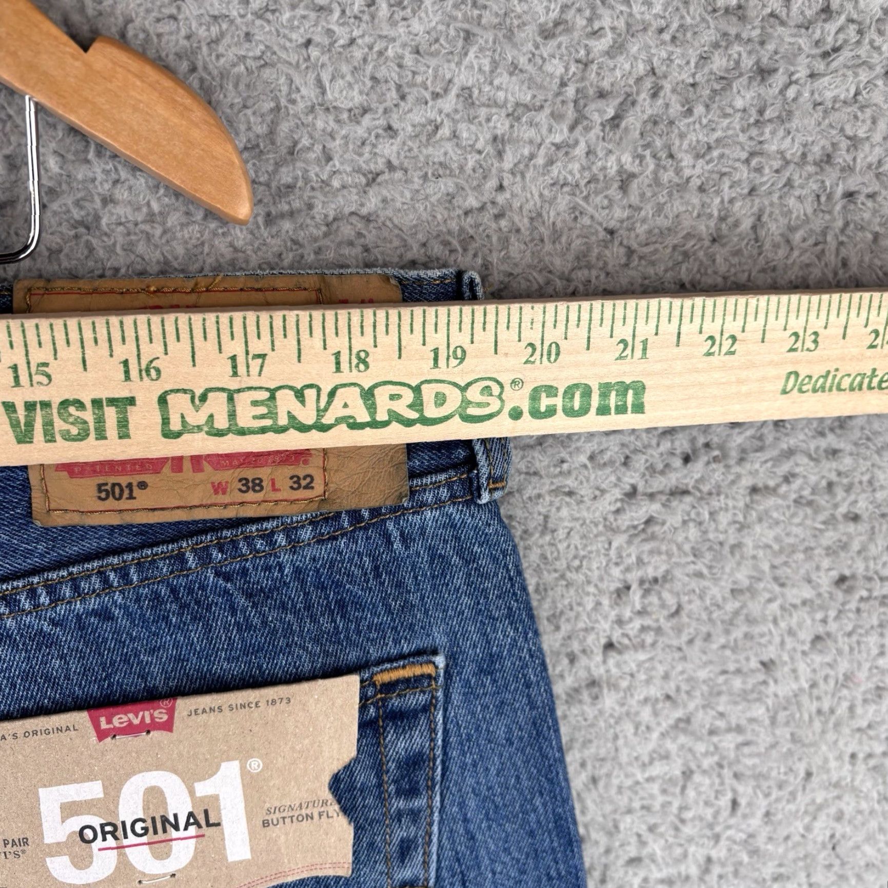 Levi's Levi's 501 Original Fit Jeans Mens 38x32 Straight Button Fly New w/Tags Den﻿im Blue Regular 5-Pocket USA Classic Country Western Size US 38 / EU 54 - 2 Thumbnail