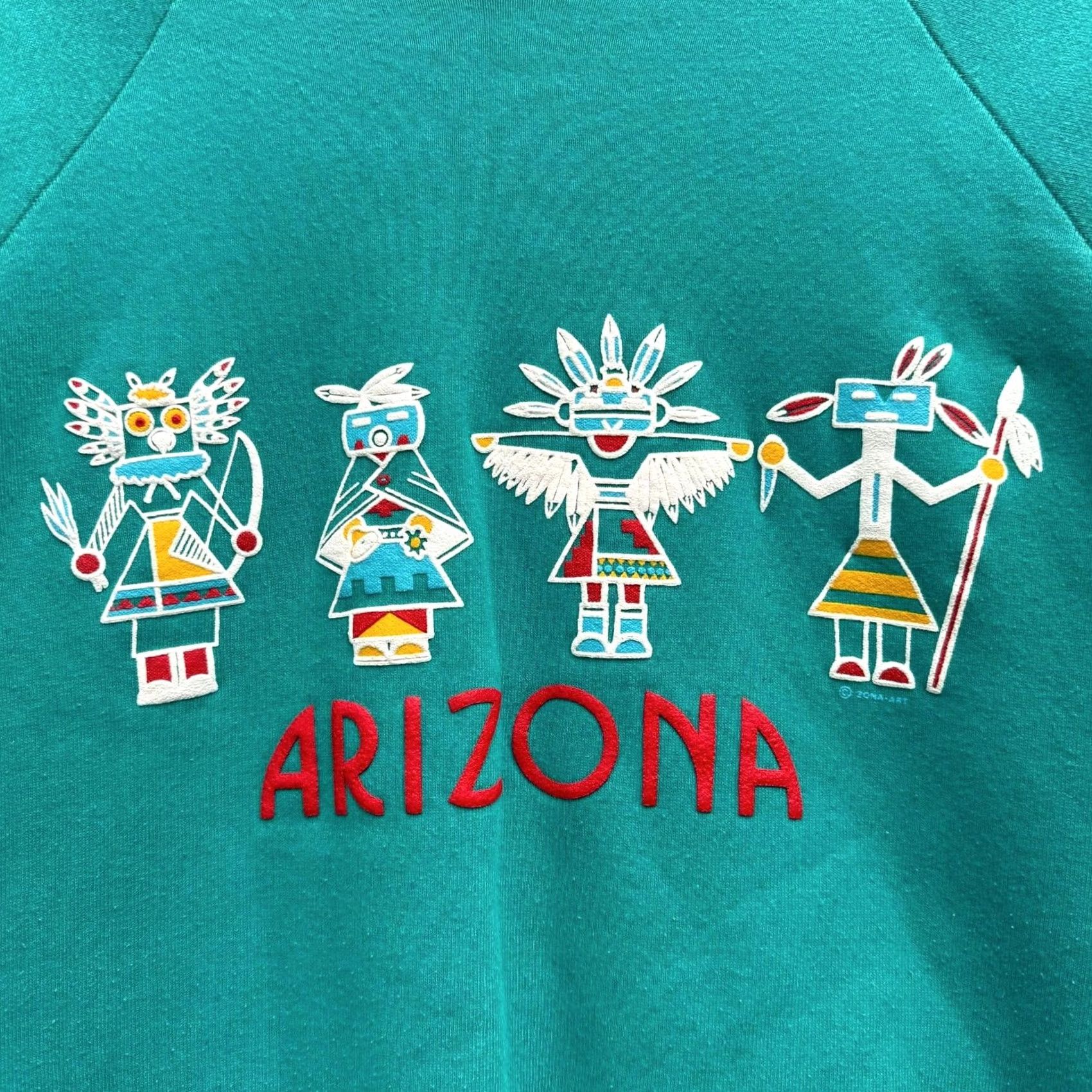 Fruit Of The Loom VINTAGE Fruit of the Loom Sweatshirt Large L Blue Pullover Made in USA Teal Puff Print Arizona Men Size US L / EU 52-54 / 3 - 2 Thumbnail