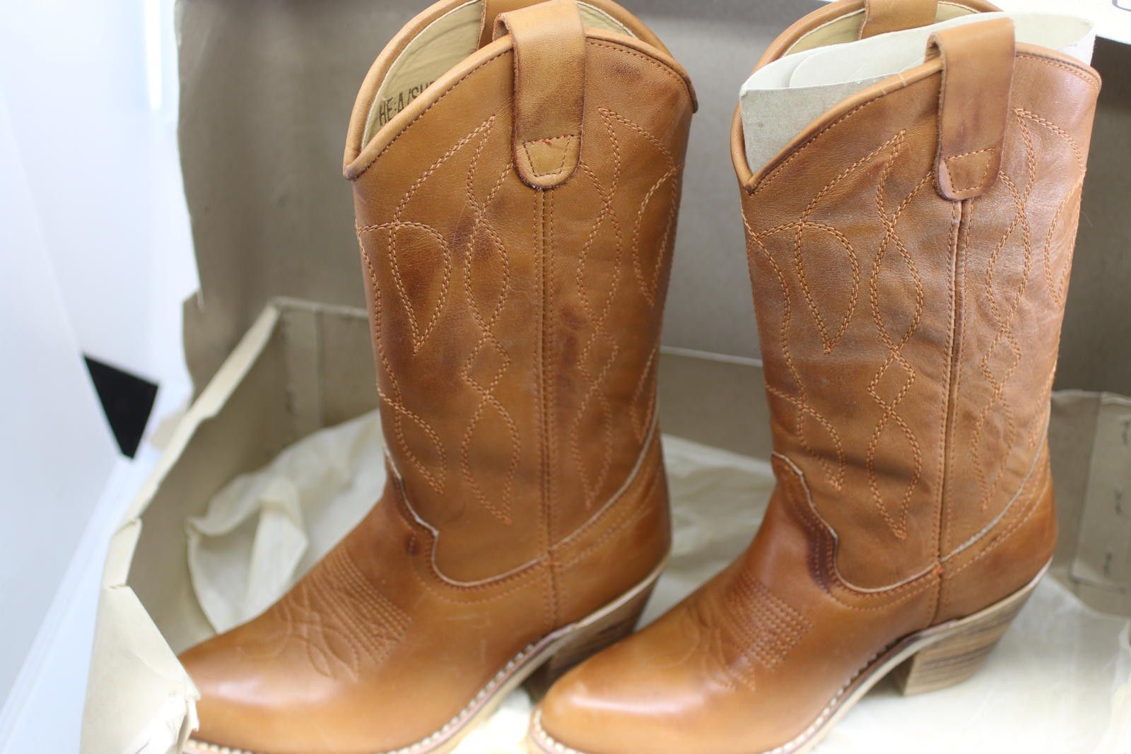 Unknown London Vintage Healine 5 Brown Western COWBOYS LEATHER Boots Size48 Size ONE SIZE - 2 Thumbnail