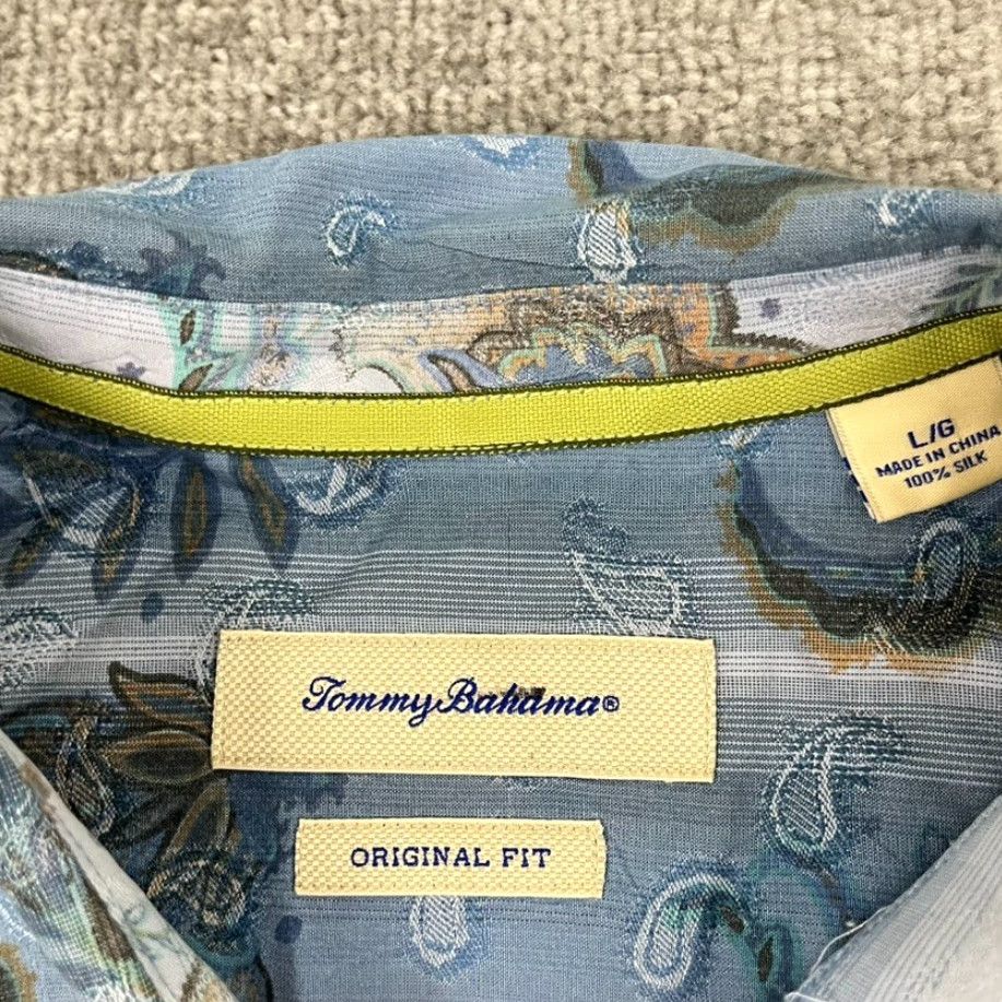 Tommy Bahama Tommy Bahama Shirt Mens Large Blue Paisley 100% Silk Hawaiian Resort Button Up Size US L / EU 52-54 / 3 - 2 Thumbnail