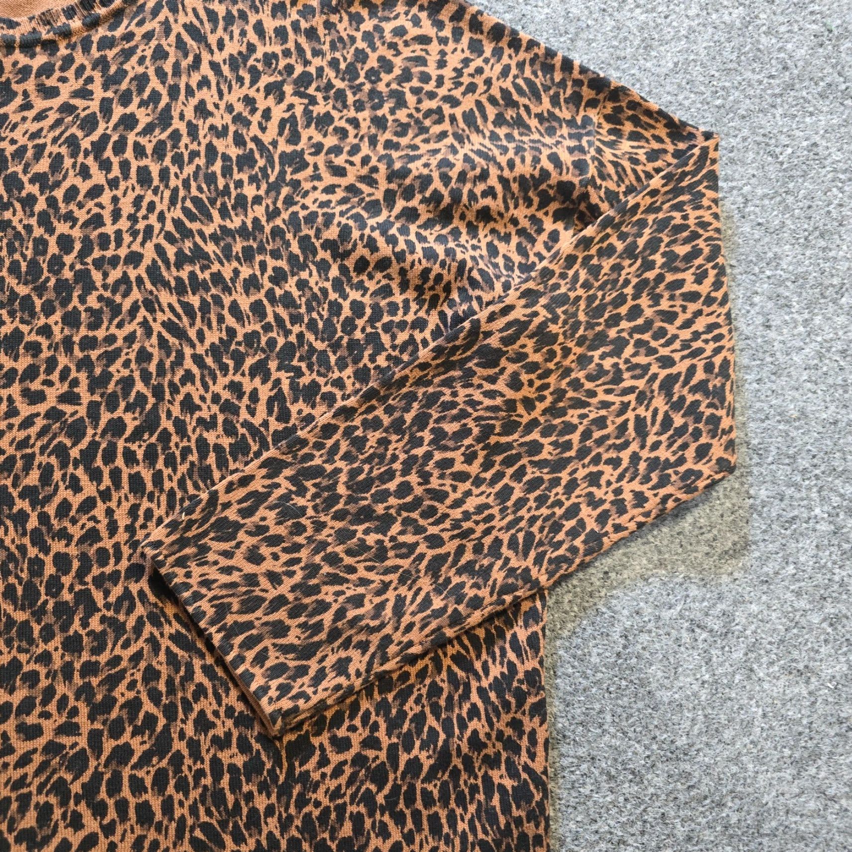 Vintage Garnet Hill Sweater Womens Large Brown Leopard Silk Blend Knit Long Sleeve Pullover Regular Fit Lightweight Crew Neck Pattern: Animal Print Size L / US 10 / IT 46 - 4 Thumbnail