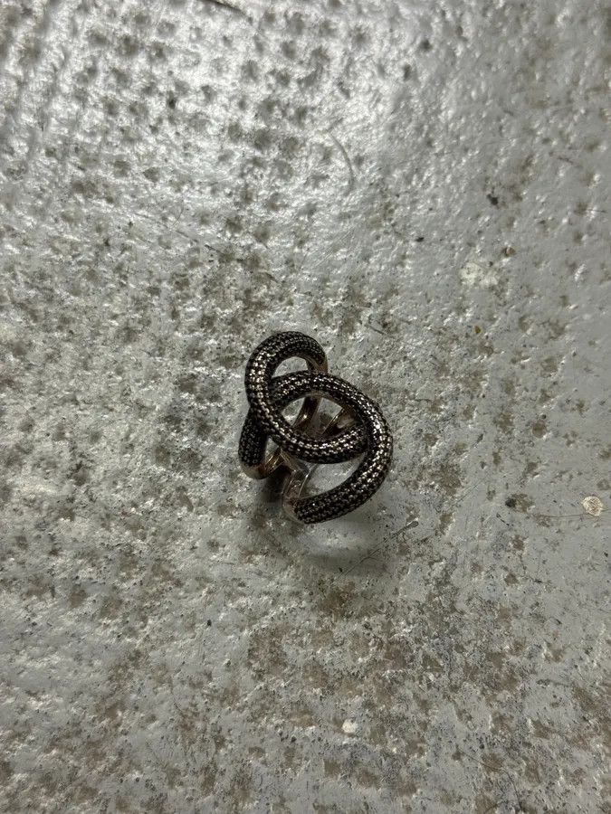 Designer × Roberto Cavalli × Vintage 2000s Snake Circle Silver 925 Ring Size ONE SIZE - 2 Thumbnail