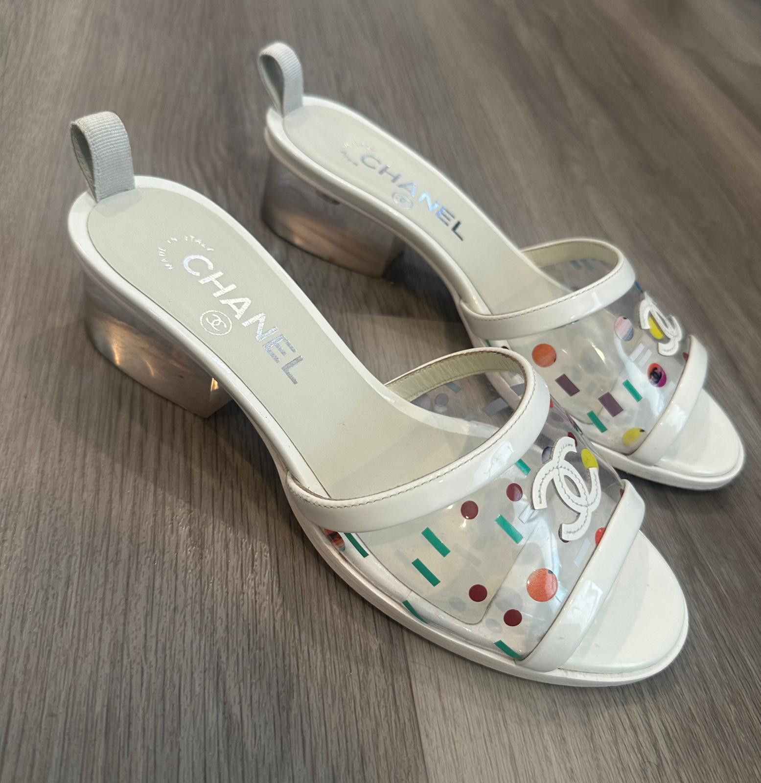 Chanel CCKris Patent Transparent PVC C Logo Mule Slide Sandal Heel Size US 7 / IT 37 - 5 Thumbnail