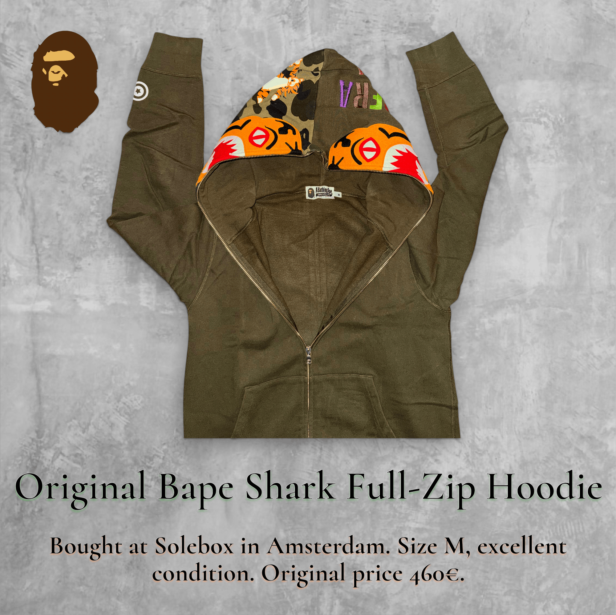 Bape Original Bape Shark Full-Zip Hoodie Size US M / EU 48-50 / 2 - 2 Thumbnail