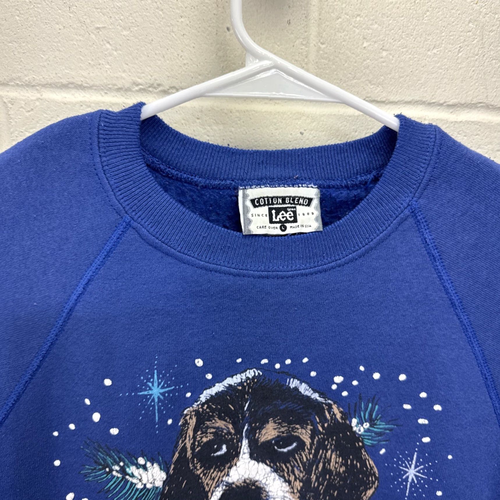 Lee VINTAGE Lee Dog Sweatshirt Large Blue Pullover Crew Neck Unisex Adults Graphic Print 90s Theme Winter Size US L / EU 52-54 / 3 - 5 Thumbnail