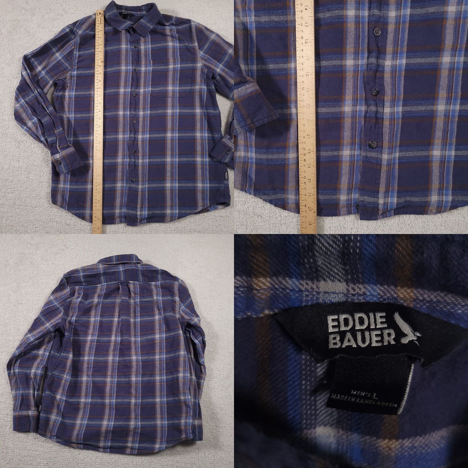 Eddie Bauer Eddie Bauer Flannel Shirt Mens Large Blue Plaid Long Sleeve Button Up Cotton Size US L / EU 52-54 / 3 - 8 Thumbnail