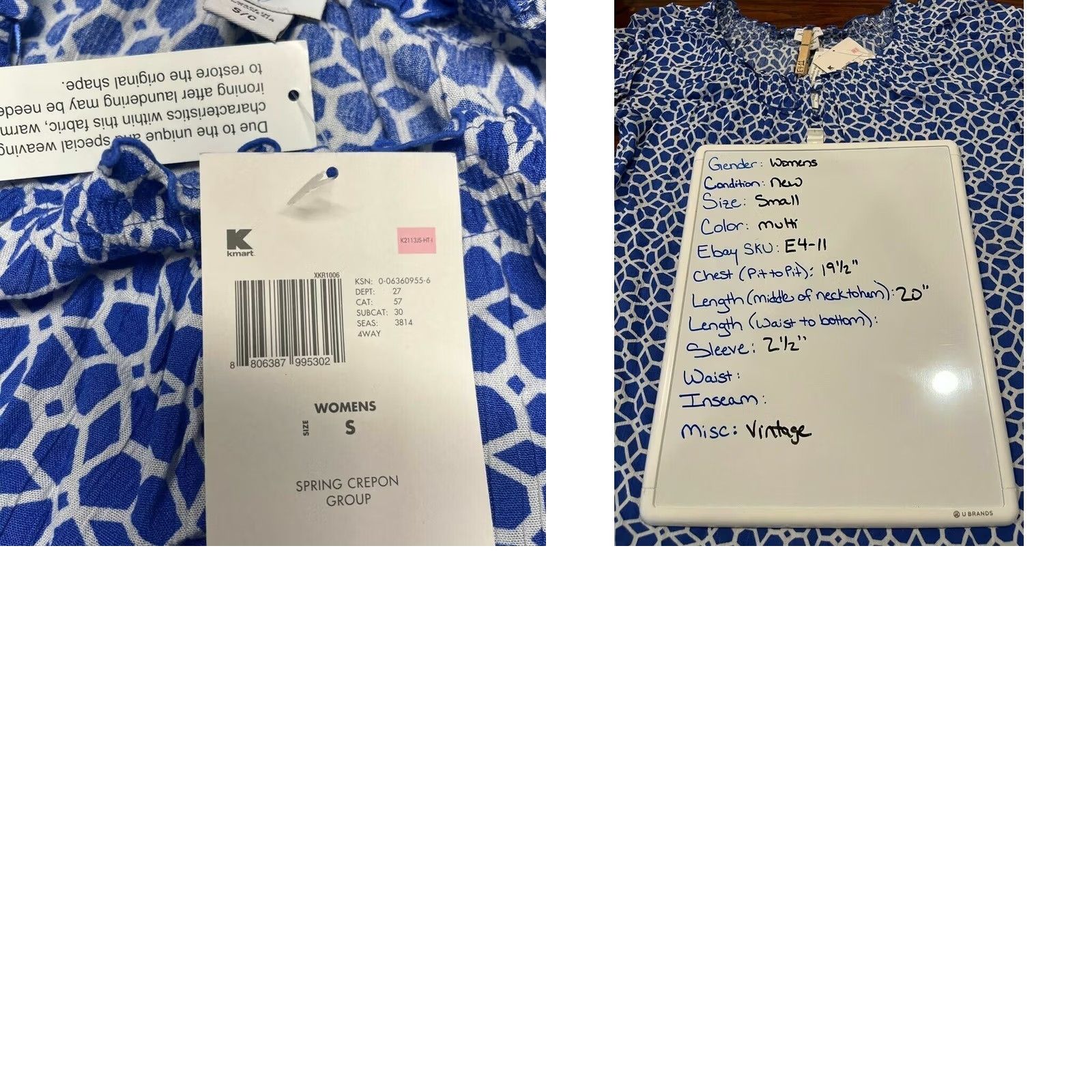 Vintage VINTAGE Jaclyn Smith Blouse Blouse S Womens Blue White Geometric Short Sleeve Scoop Neck New Size S / US 4 / IT 40 - 8 Thumbnail