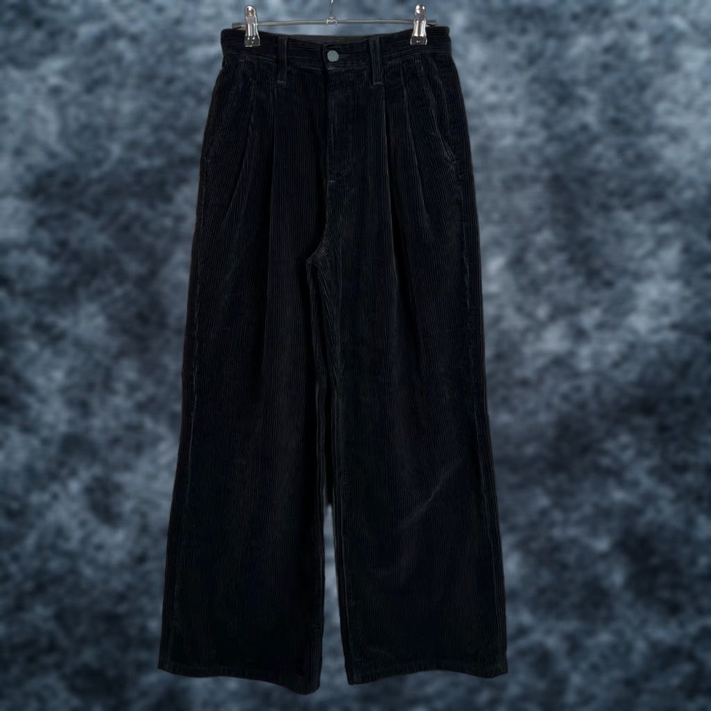 Vintage AG Adriano Goldschmied Pleated Deven High-Rise Ultra Wide-Leg Corduroy Pants 24R Women Pants Black Corduroy Wide-Leg 24 in Vintage N/A Size 42" / US 20 - 1 Thumbnail