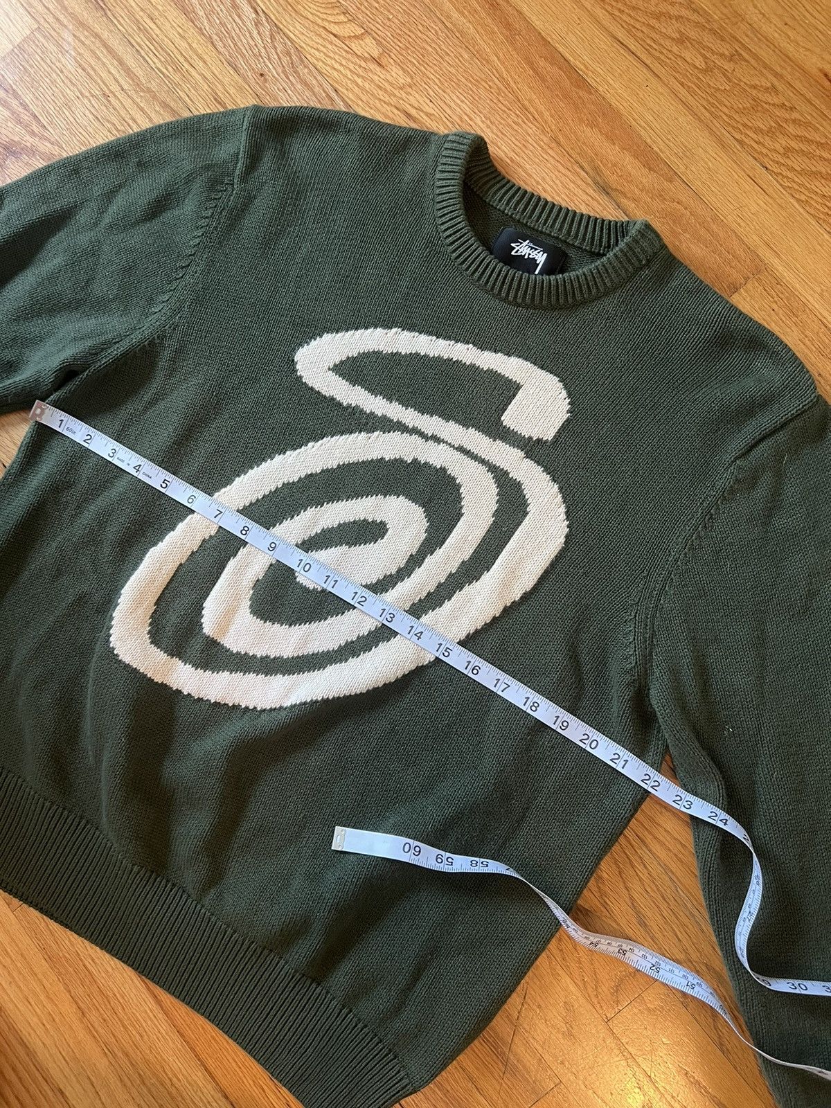 Stussy Stussy Curly S Logo Green Knit Sweater | Grailed