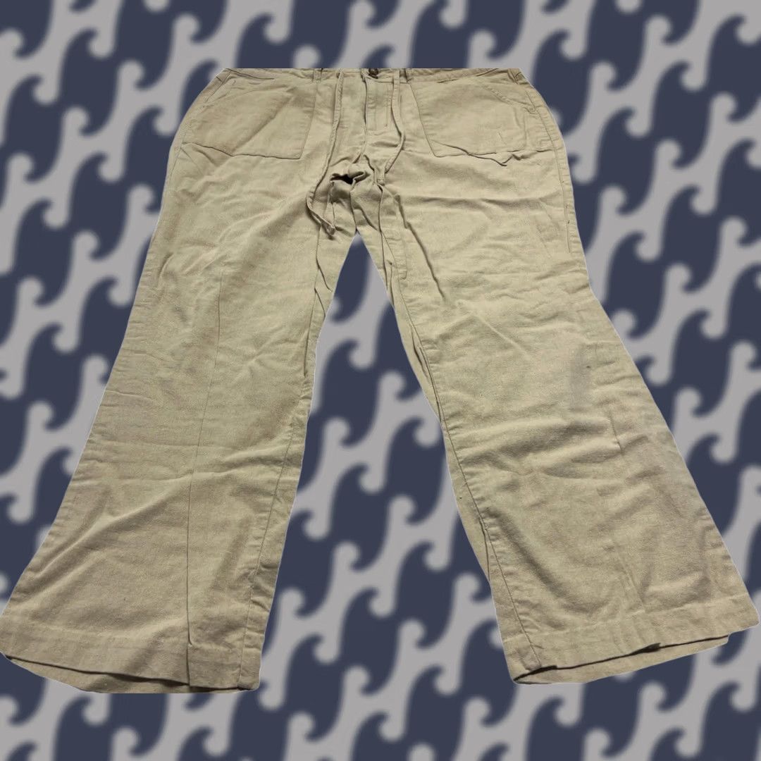 Vintage Cato Linen Blend Wide Leg Pants Womens 14 Khaki Beige Lightweight Knit Flat Front Button Regular Inseam 26 in Wide-Leg Clothing Size 36" / US 14 / IT 50 - 1 Thumbnail
