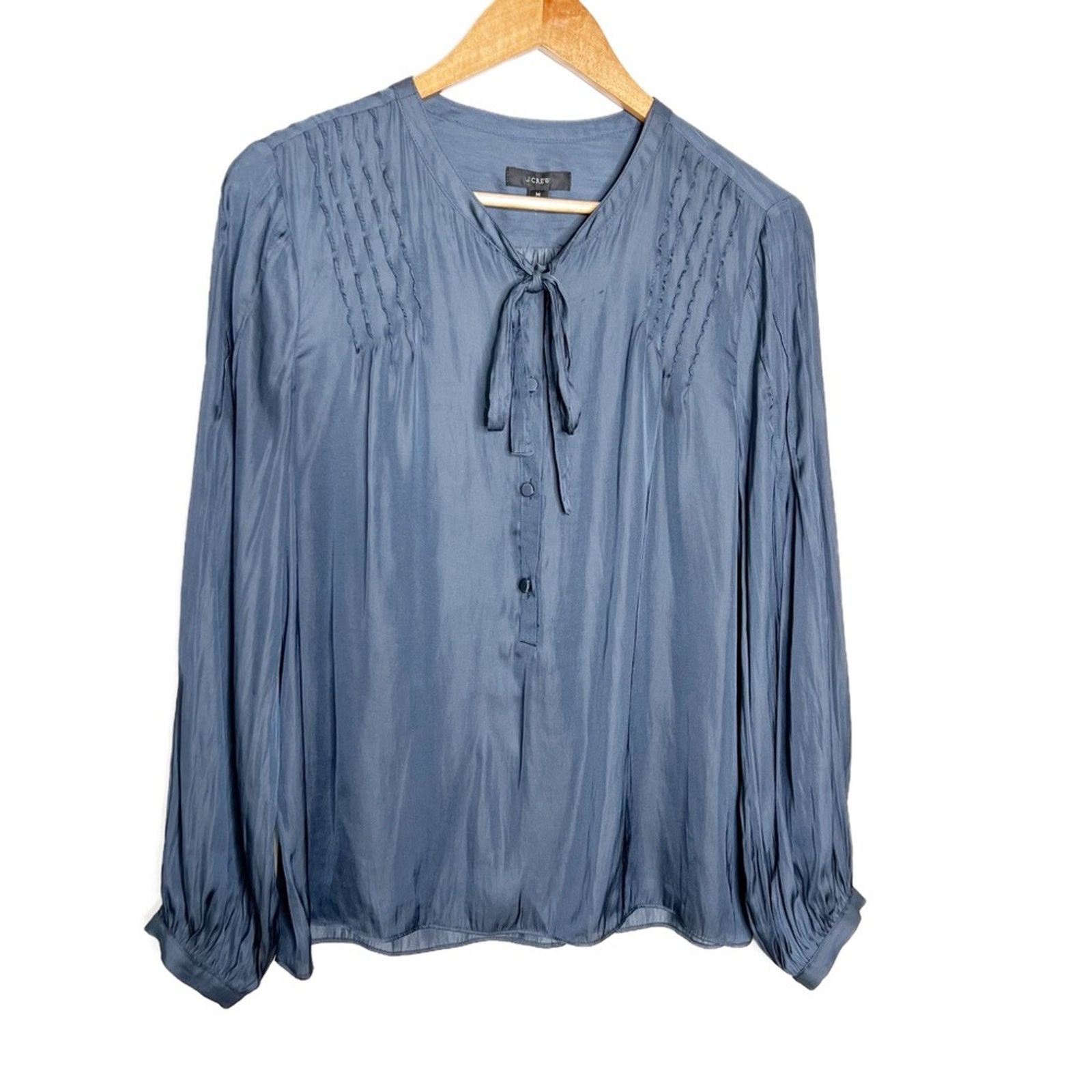 J.Crew New with tag J. Crew Women's Teal Satin Business Blouse Size M / US 6-8 / IT 42-44 - 2 Thumbnail