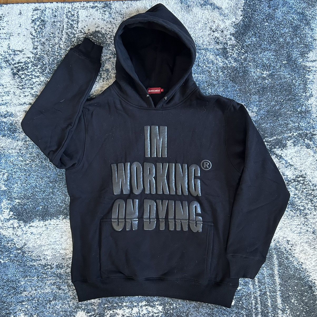 Reckless Scholars WORKiNG ON DYiNG COZY HEAVYWEiGHT FLEECE PUFF PRiNT HOODiE Size US XL / EU 56 / 4 - 4 Thumbnail