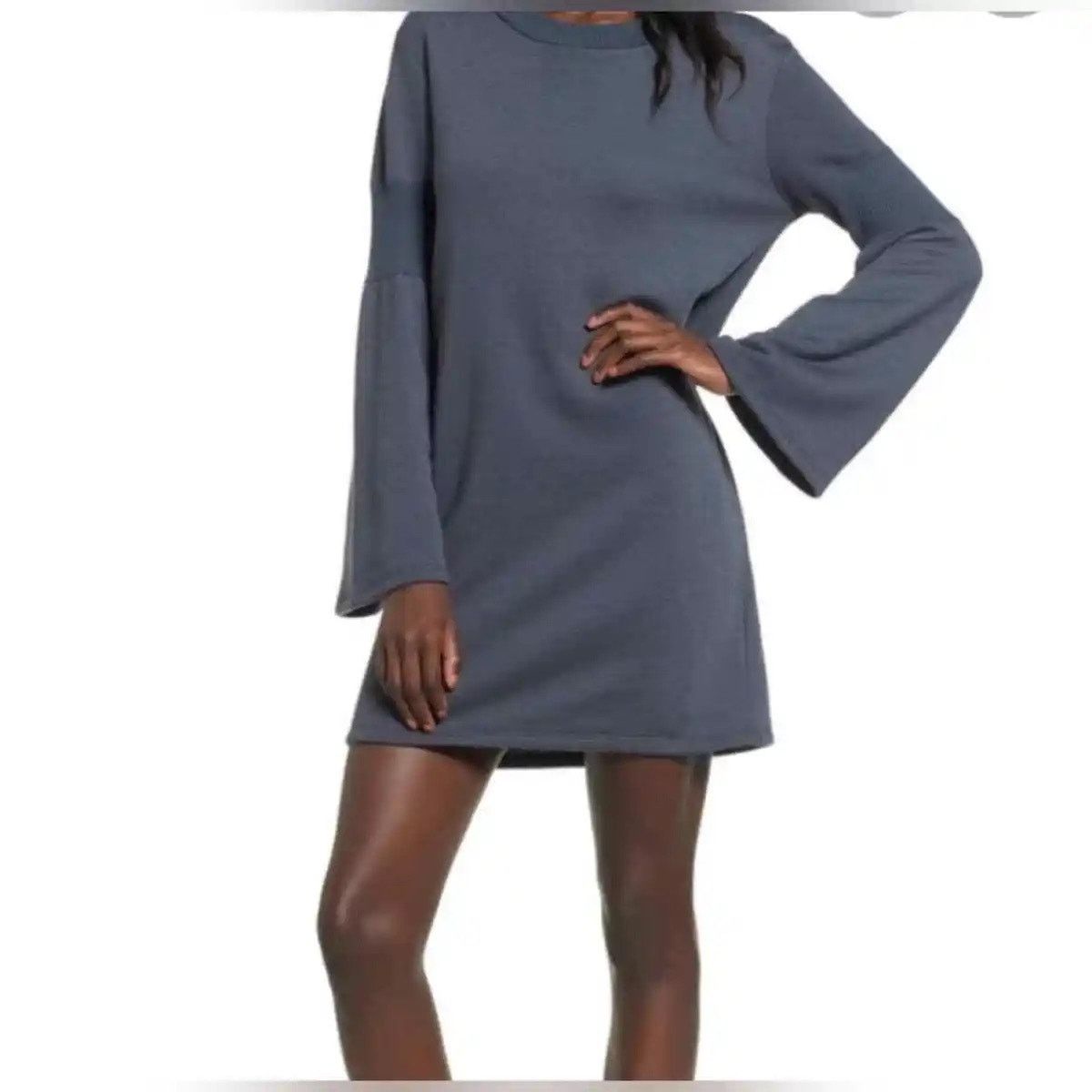 Nordstrom Everly Gray Charcoal Bell Sleeves Sweatshirt Dress | Small Size S / US 4 / IT 40 - 8 Thumbnail