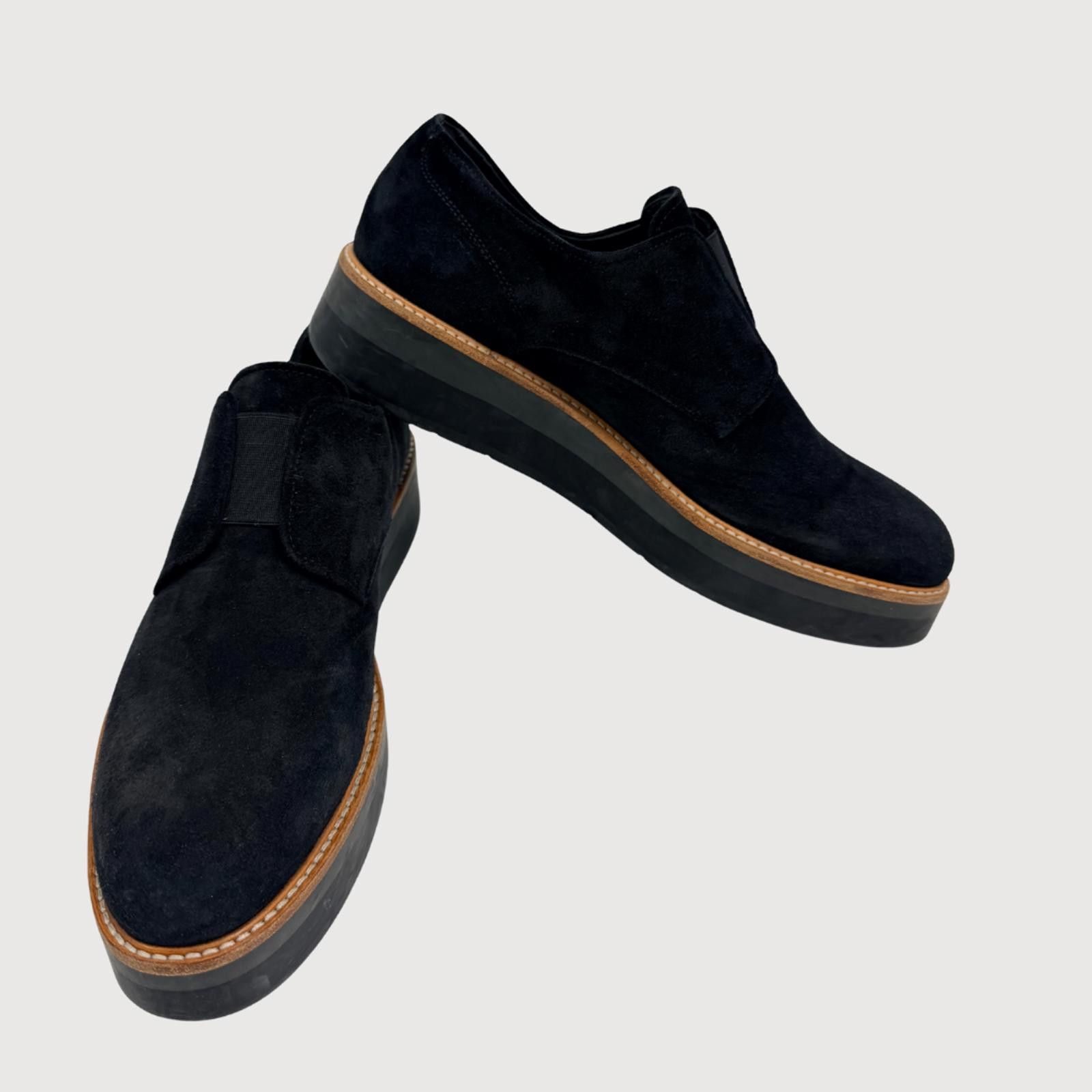 Vince Vince Davy Black Suede Platform Slip On Oxfords Size 8M EU38 Size US 8 / IT 38 - 1 Thumbnail
