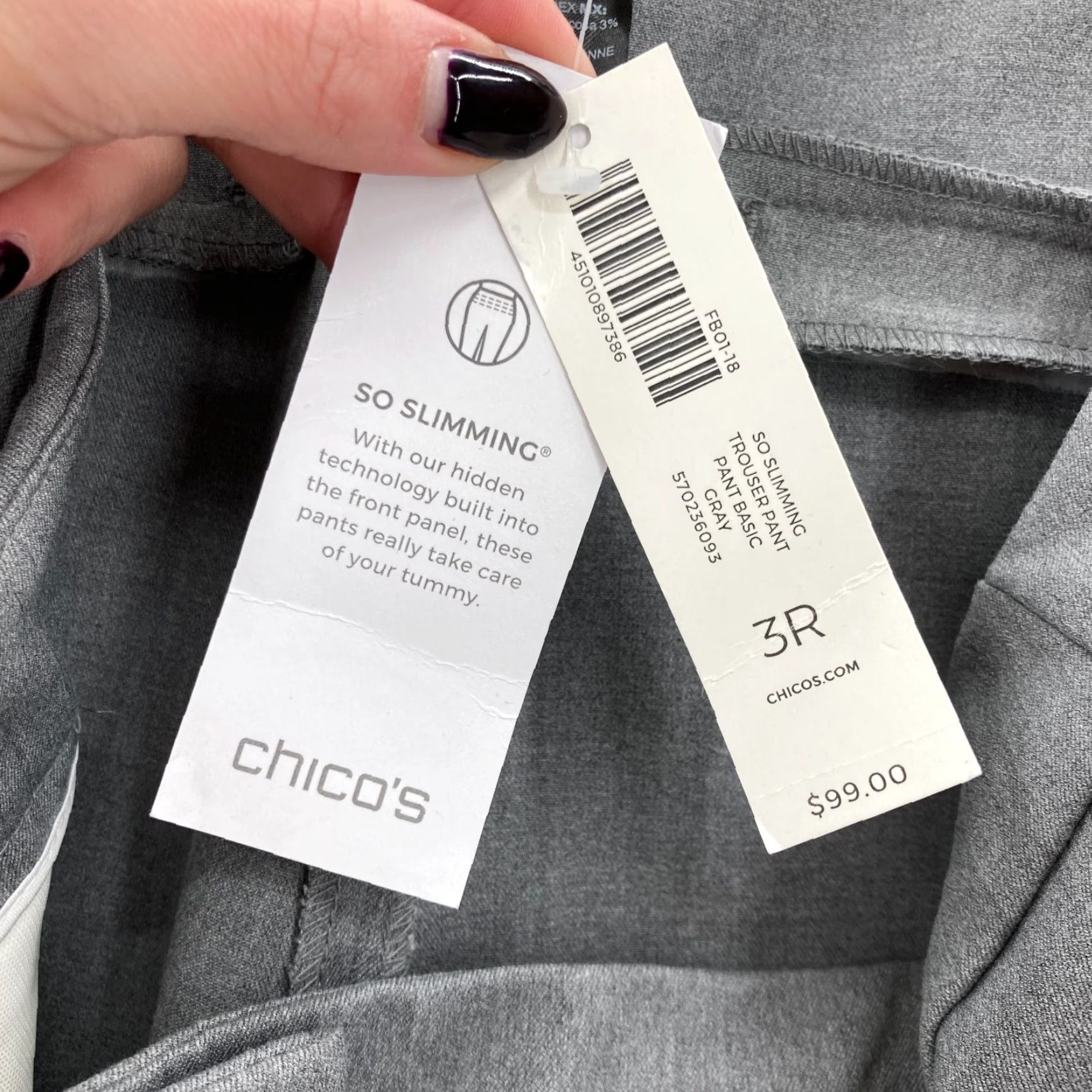 Vintage Chico's So Slimming Trouser Pants Women's Gray Stretch Relaxed Career Office Size 38" / US 16 / IT 52 - 6 Thumbnail