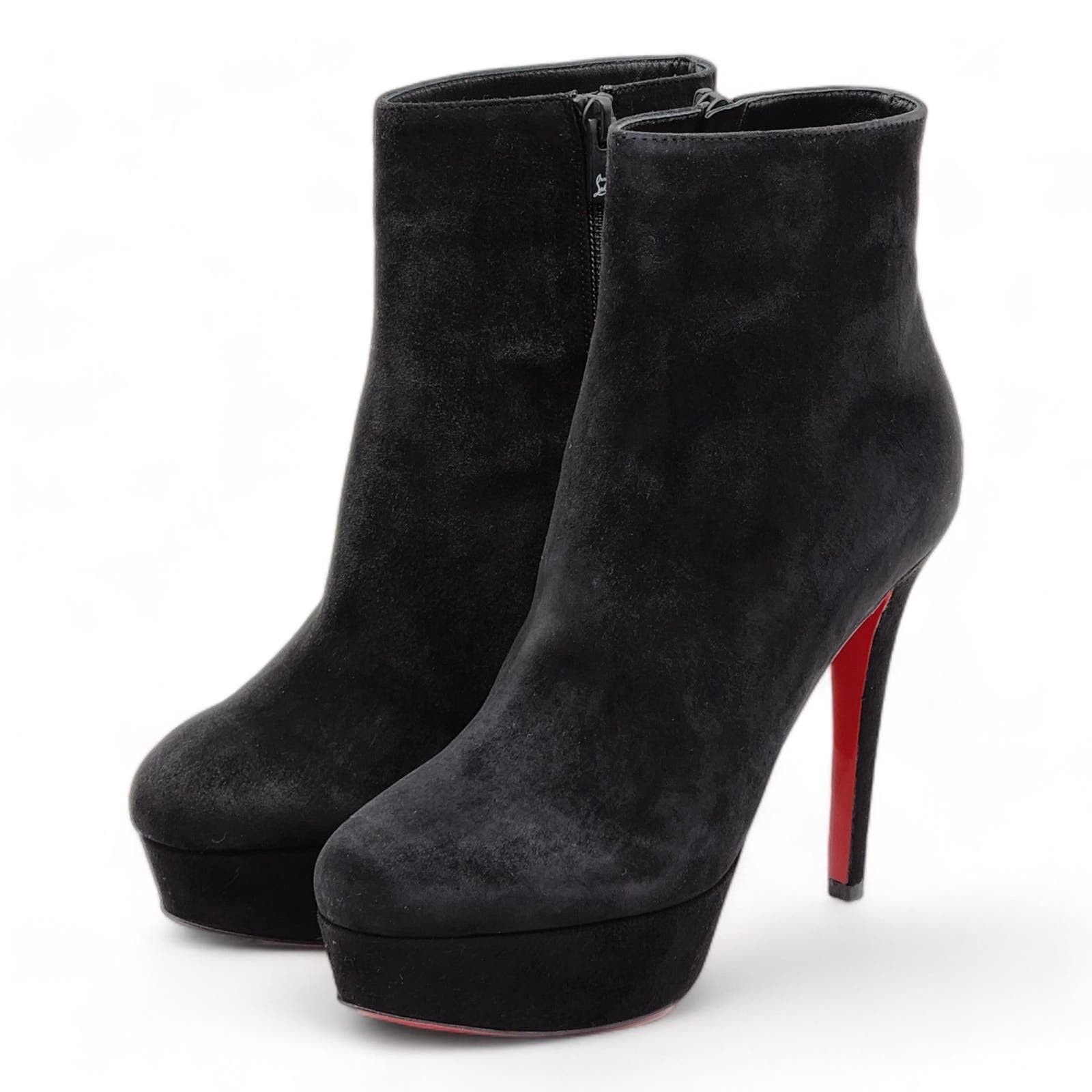 image of Christian Louboutin Bianca Suede Booties 37 (7 Us) $1185 in Black, Women's